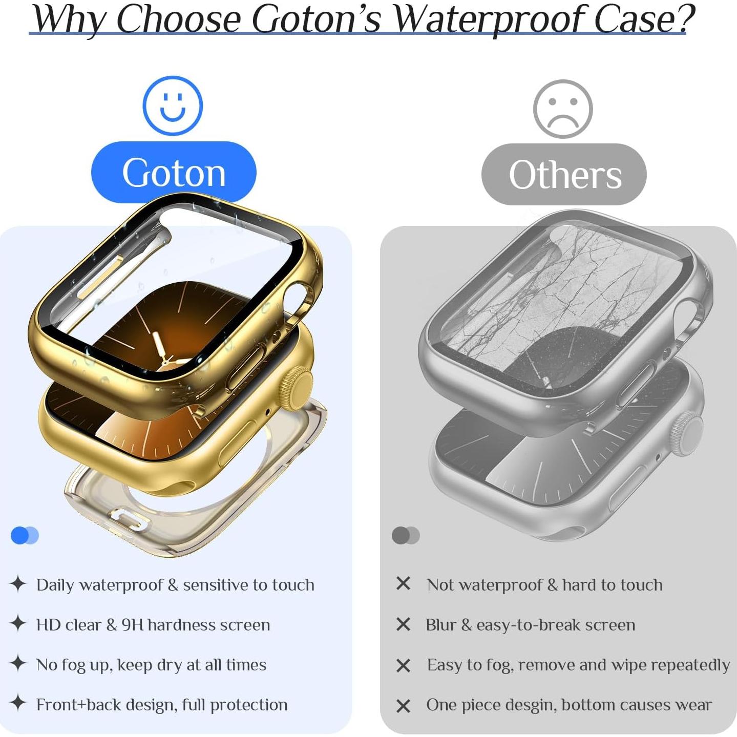 Funda Impermeable Goton para Apple Watch 40mm - Negro y Oro