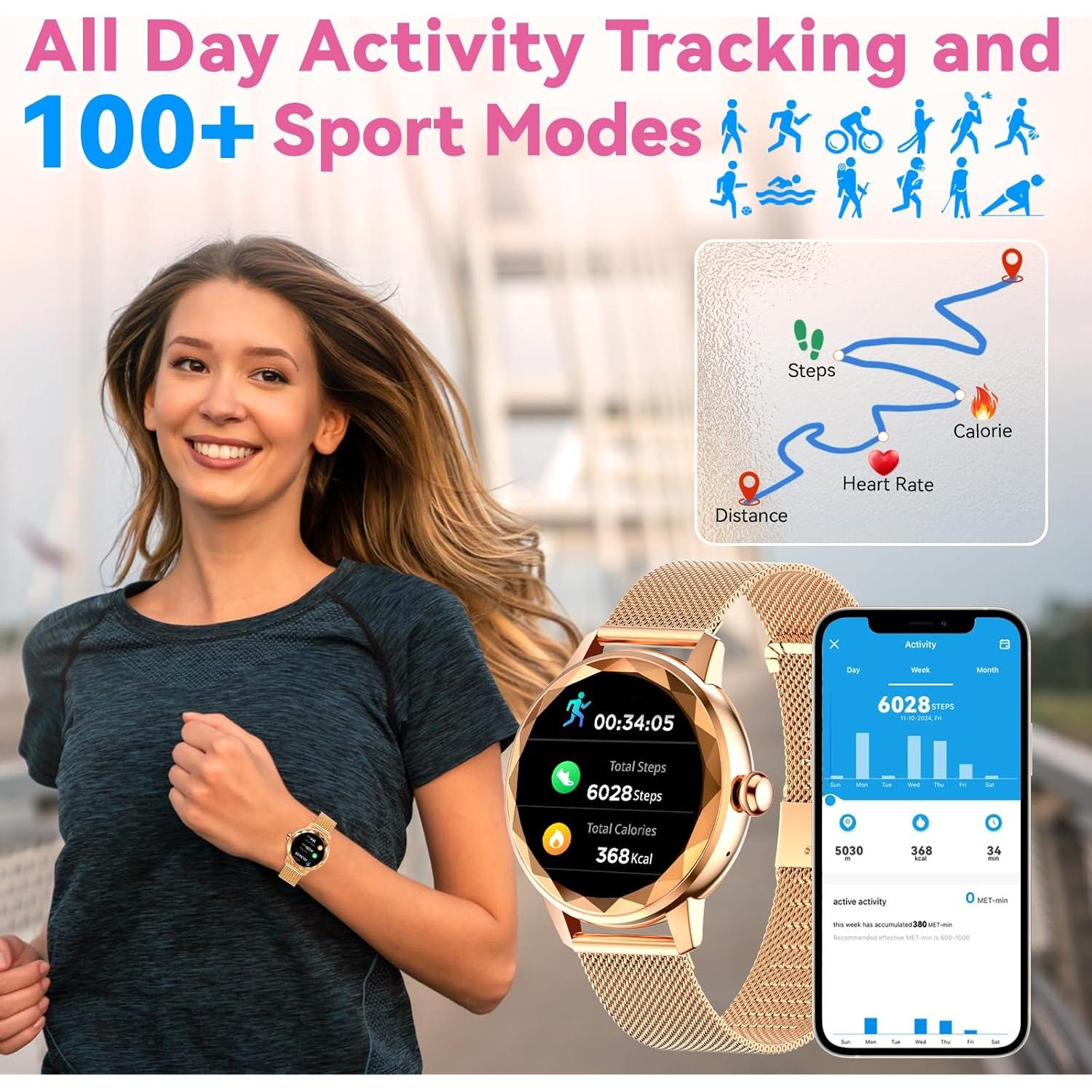 Reloj Inteligente para Mujeres Homailida W02 Oro Rosa 1.2"