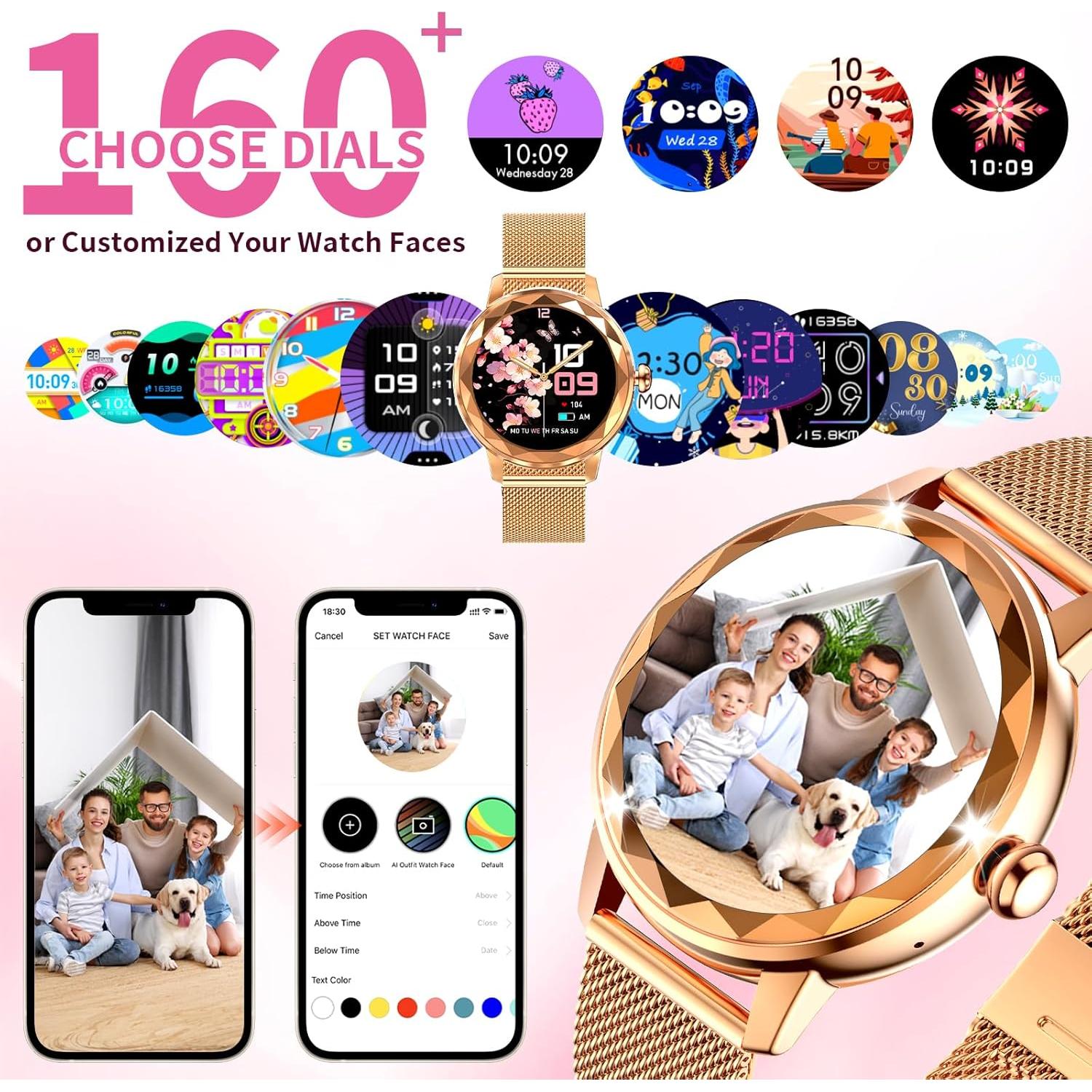 Reloj Inteligente para Mujeres Homailida W02 Oro Rosa 1.2"