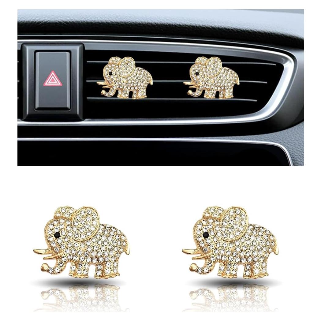 2 Clips de Ventilación para Coche JOYCOURT Elefante Dorado