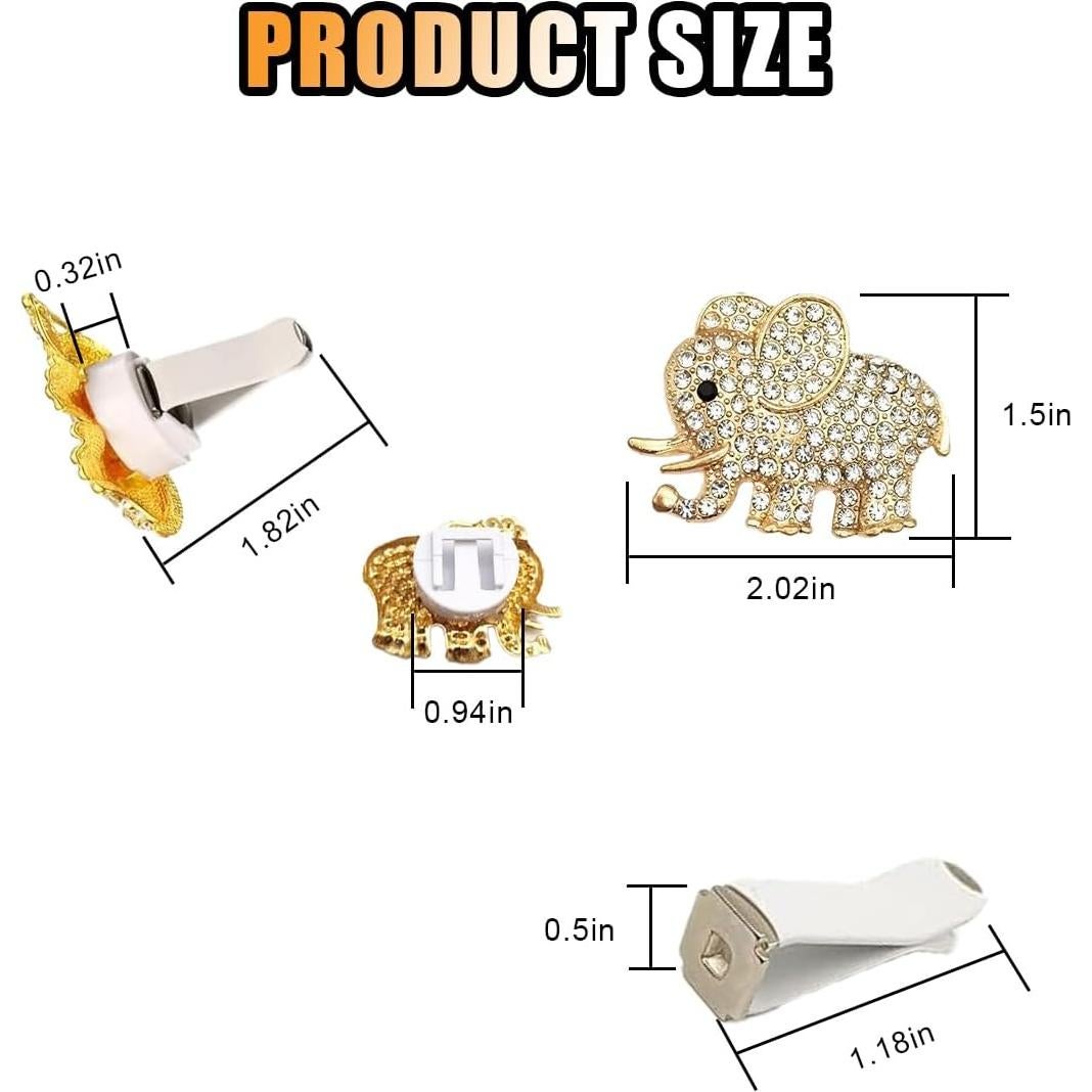 2 Clips de Ventilación para Coche JOYCOURT Elefante Dorado