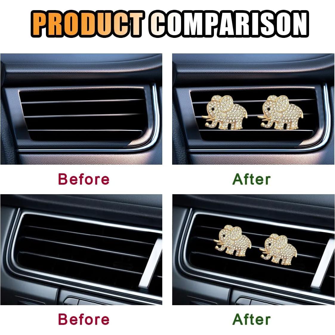 2 Clips de Ventilación para Coche JOYCOURT Elefante Dorado