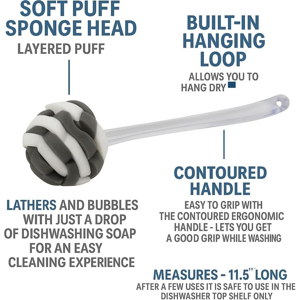 Esponja Puff Multiusos Dependable 29.2 cm con Mango Ergonómico