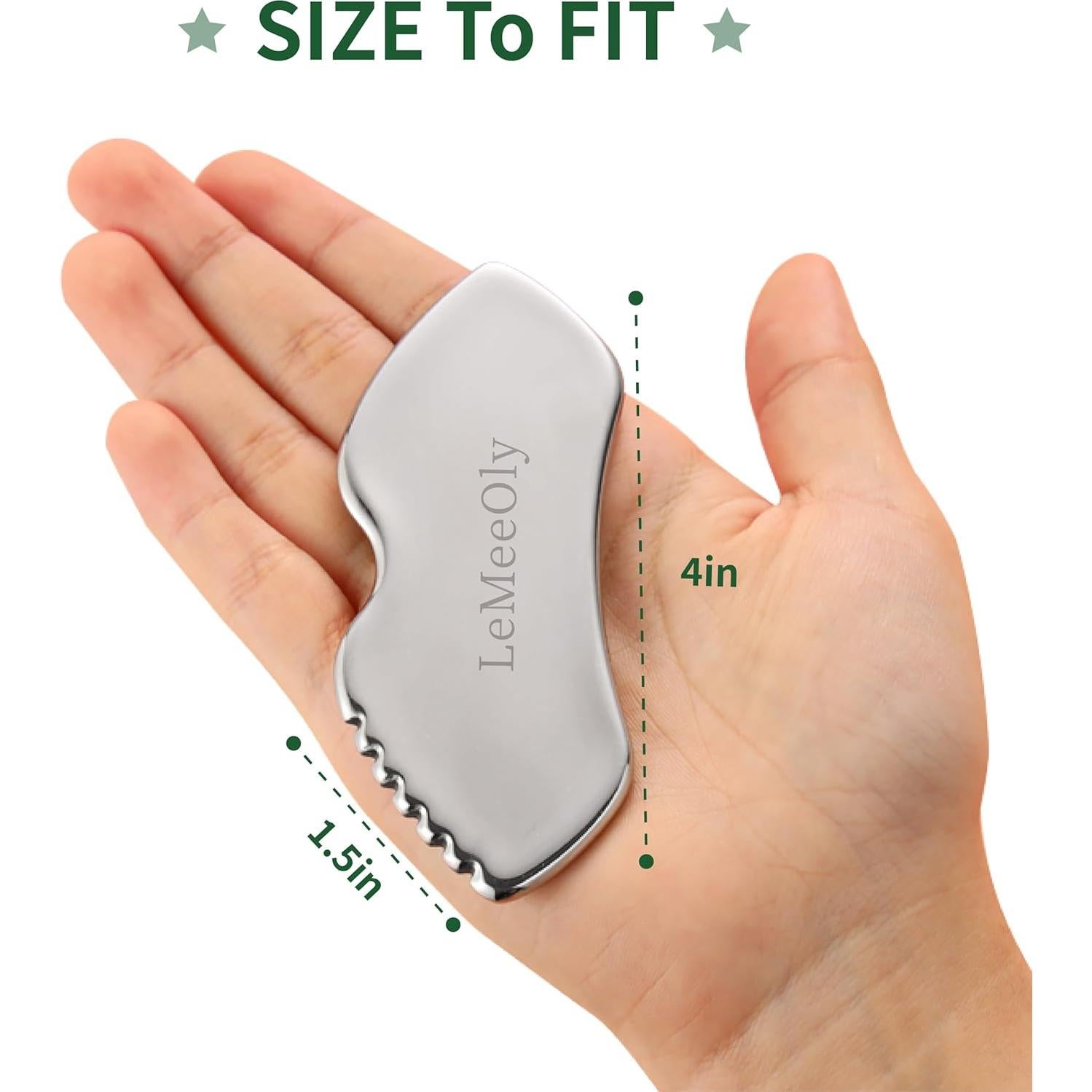 Herramienta Gua Sha de Acero Inoxidable LeMeeOly 2 Piezas