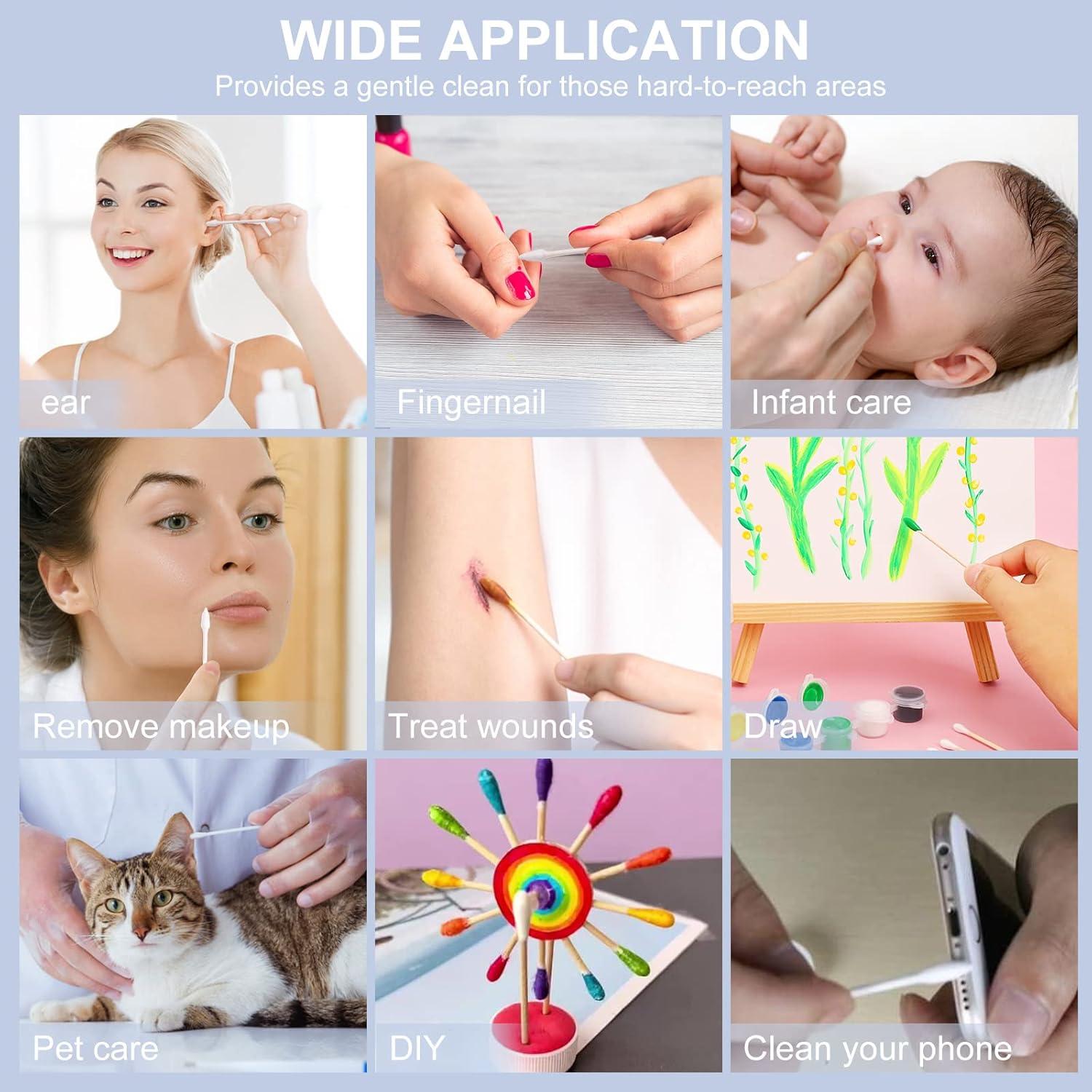 Bastoncillos de Algodón Orgánico Rouceyxin 800 Piezas Doble Punta