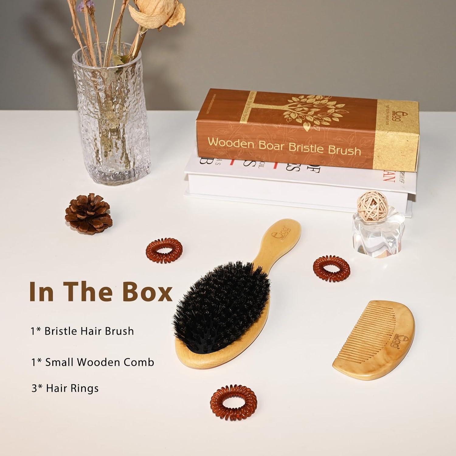 Cepillo de Cerdas de Jabalí Black Egg para Cabello Fino 22.9cm