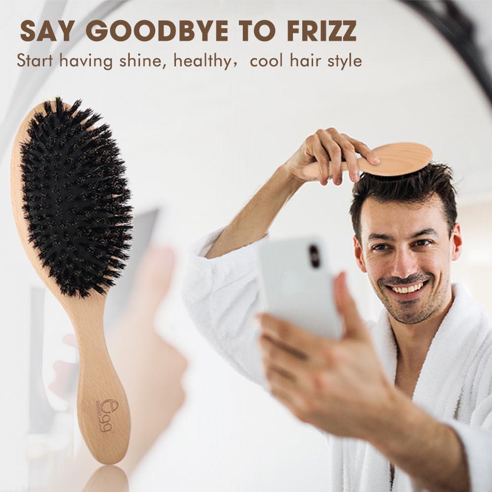 Cepillo de Cerdas de Jabalí Black Egg para Cabello Fino 22.9cm