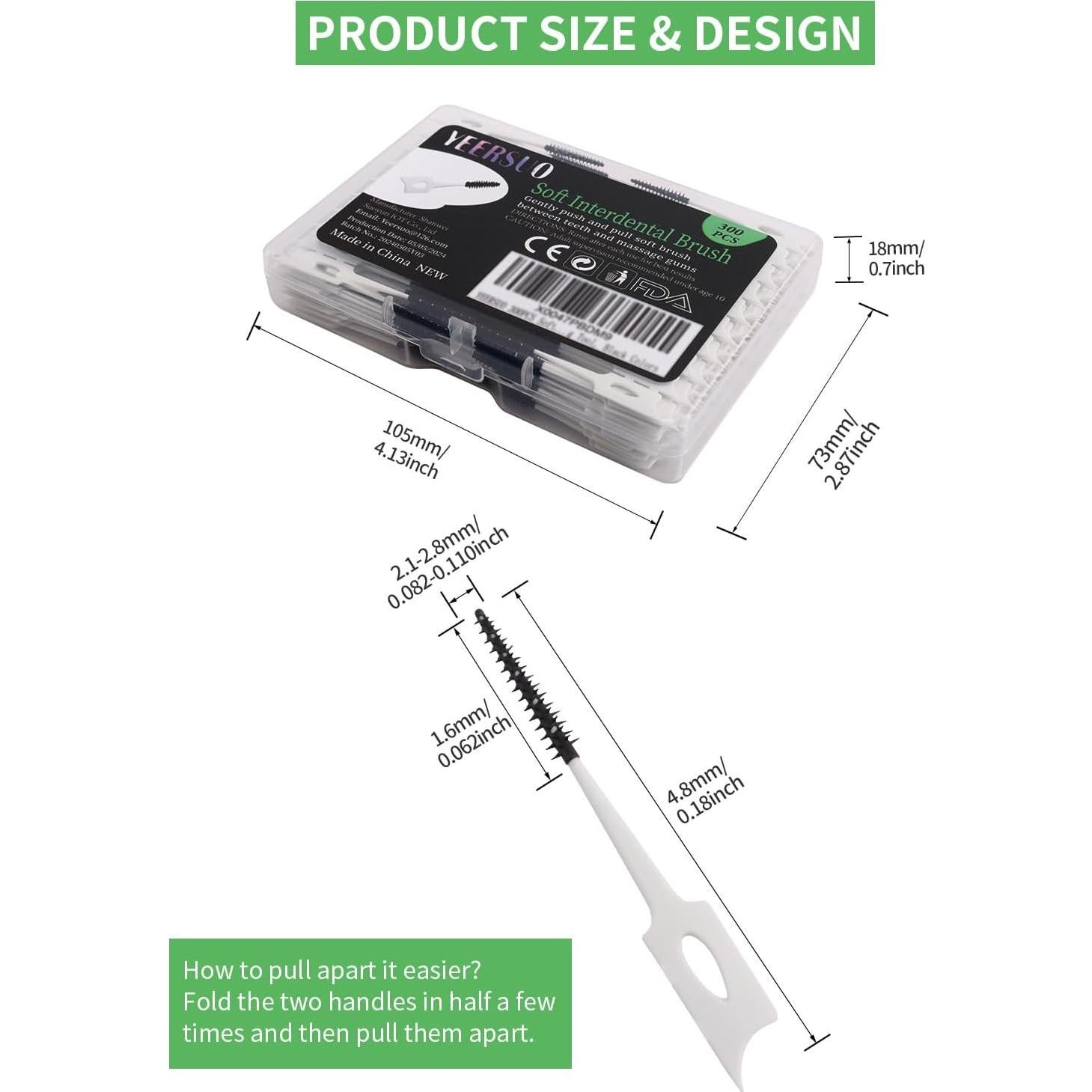 Palillos Dentales Suaves YEERSUO 300 Piezas Color Negro