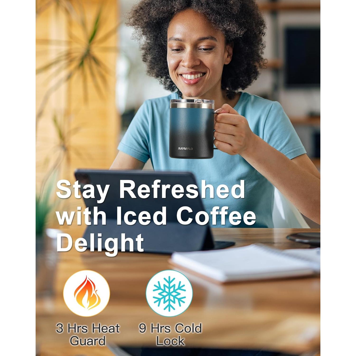 Taza de Café Aislada RAYMYLO 12 oz Acero Inoxidable Doble Pared