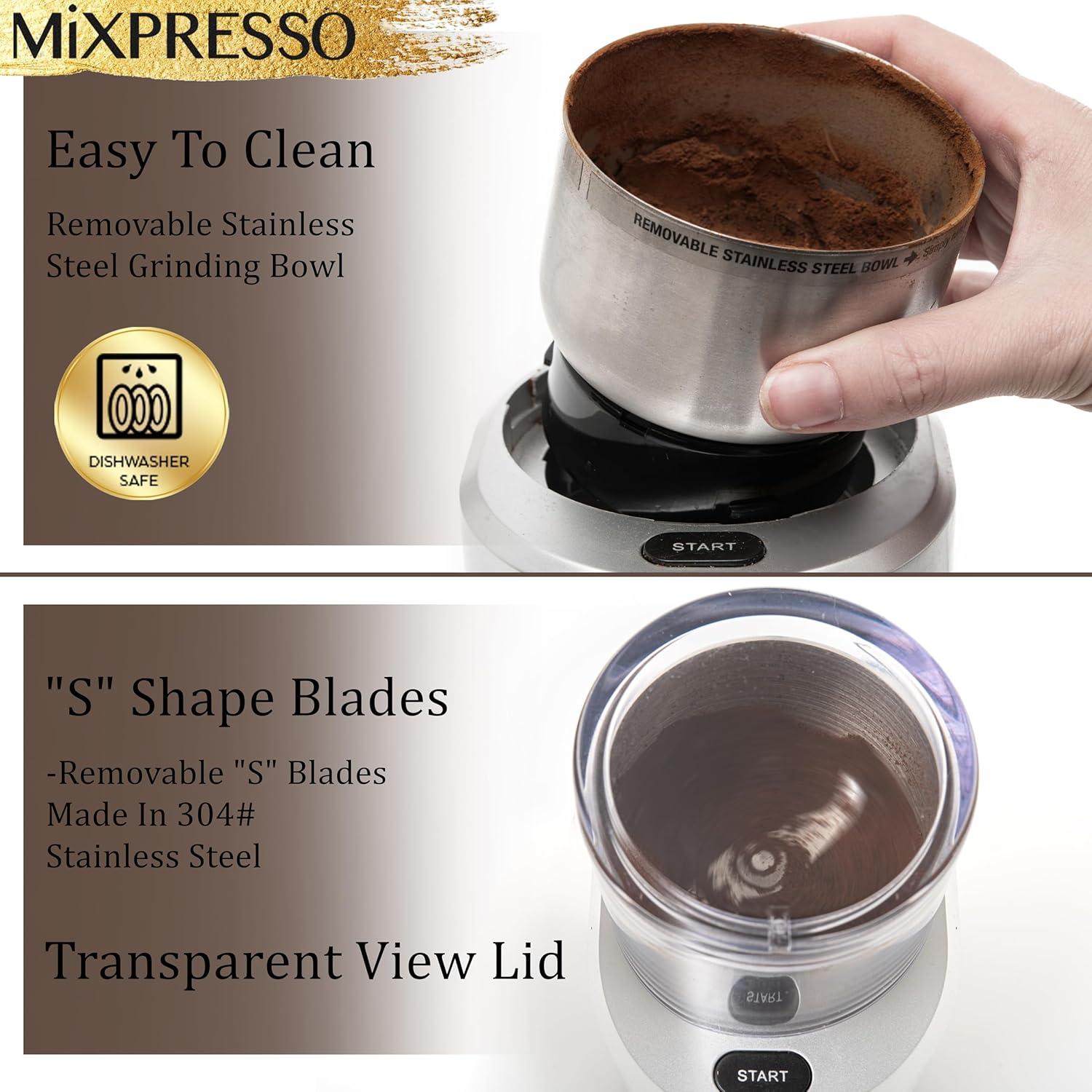 Molinillo de café eléctrico Mixpresso 12 tazas acero inoxidable