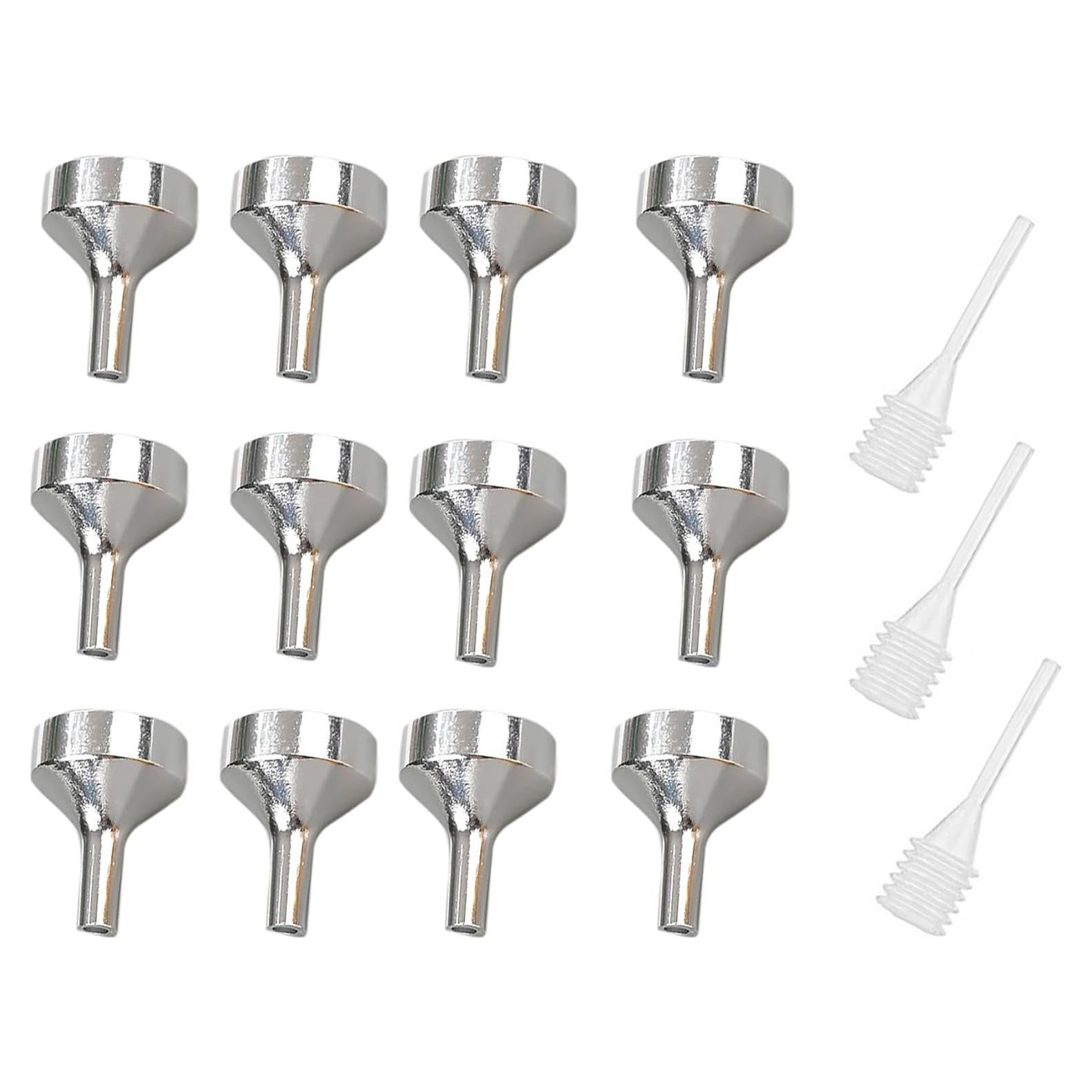 12 Embudos de Metal Yansanido 3.81 cm + 3 Pipetas 6.6 cm