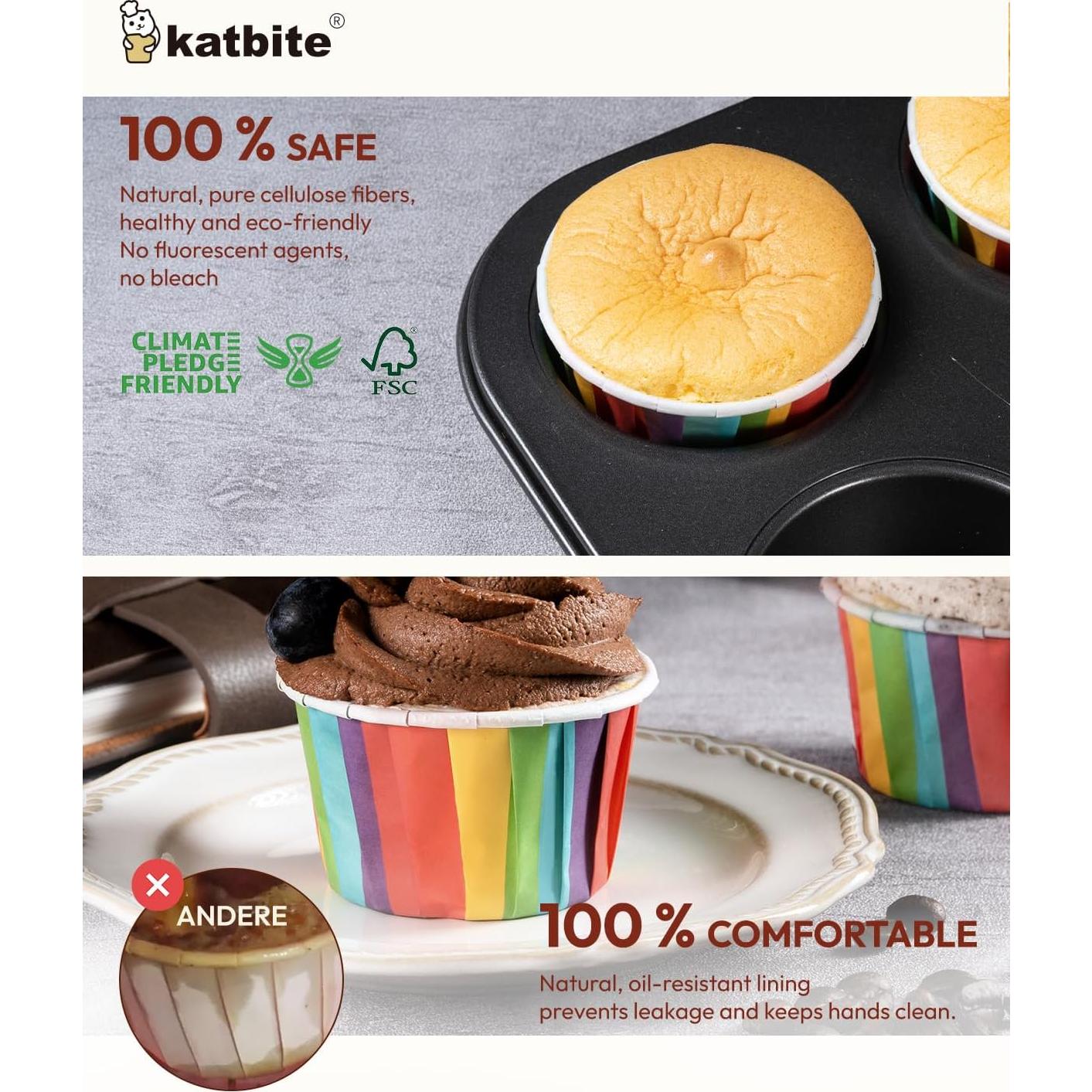 Forros para Cupcakes Katbite Arcoíris 100PCS Estándar