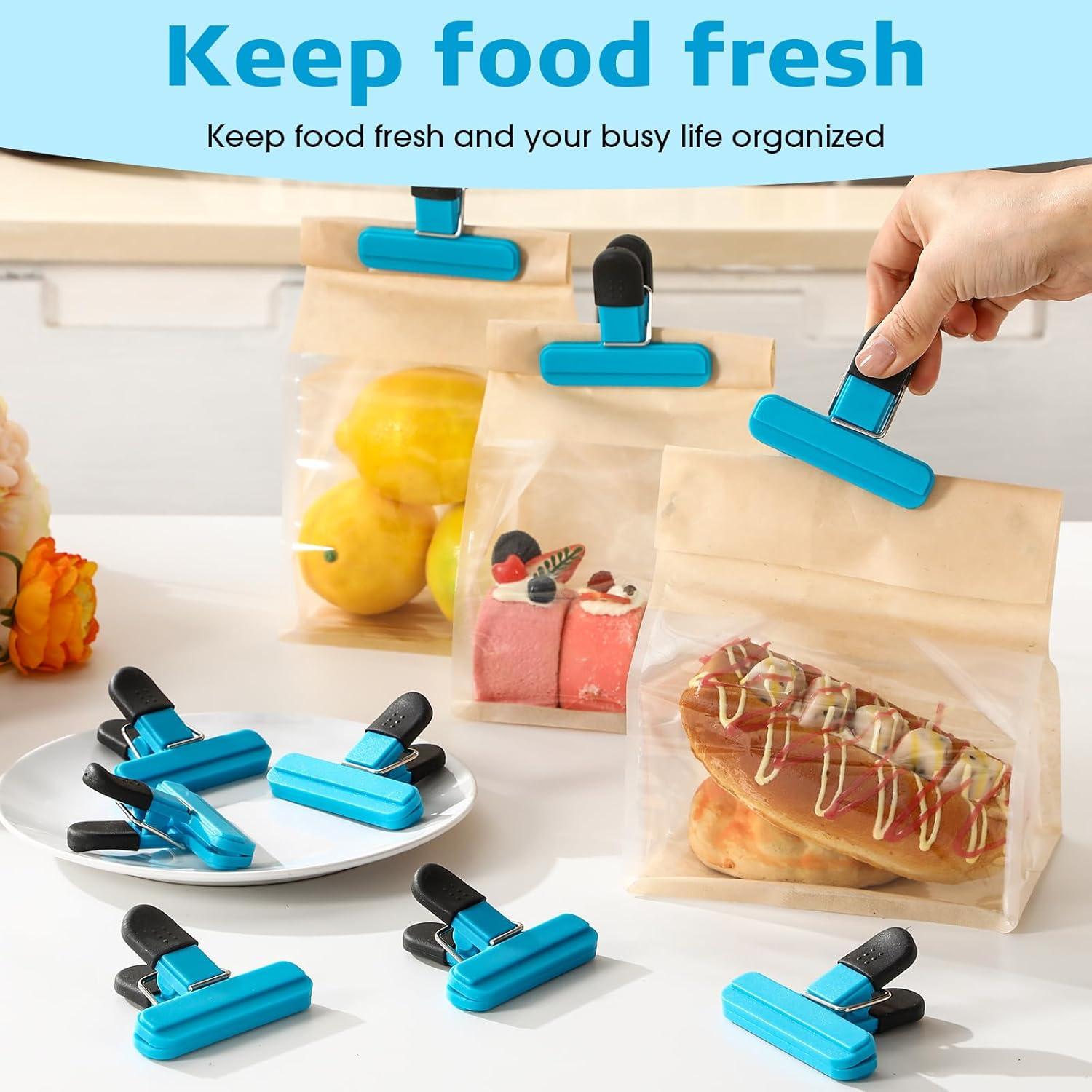20 Clips para Sellar Alimentos Wonderjune Azul 7.8x6.5 cm