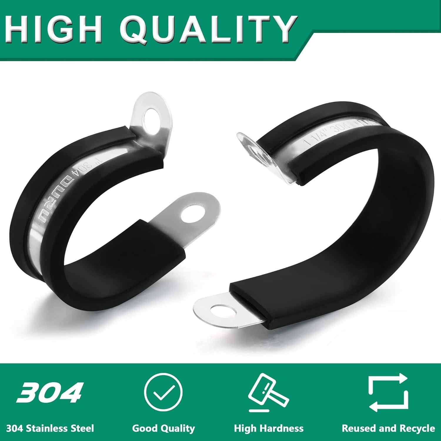 Kit de 50 Abrazaderas de Cable Aisladas OURU 25mm Acero Inoxidable