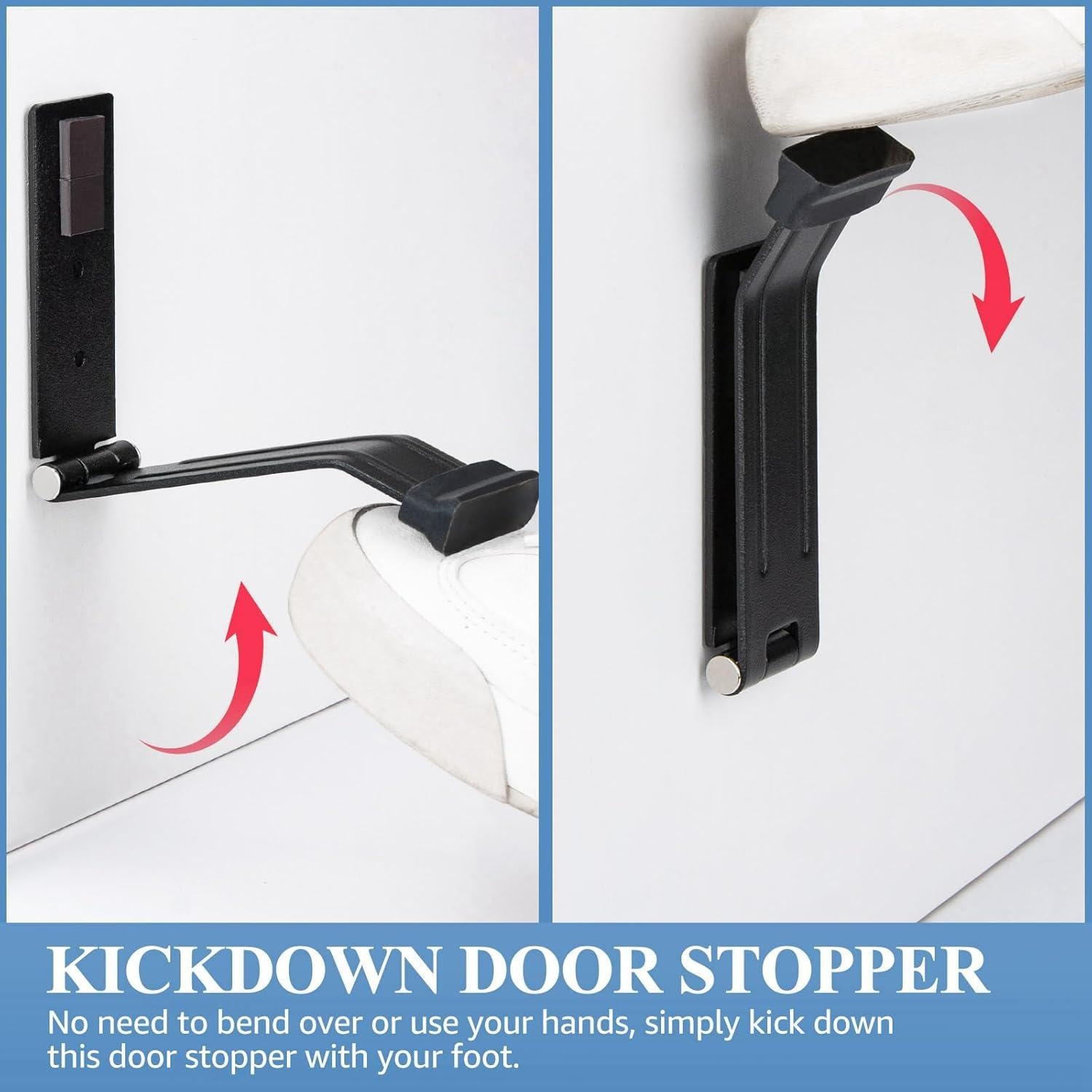 Tope de puerta Kickdown HONZUEN de metal negro con goma