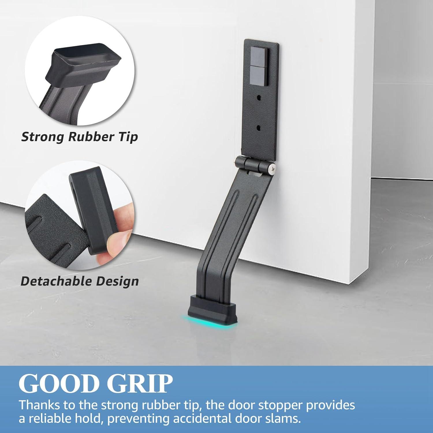 Tope de puerta Kickdown HONZUEN de metal negro con goma