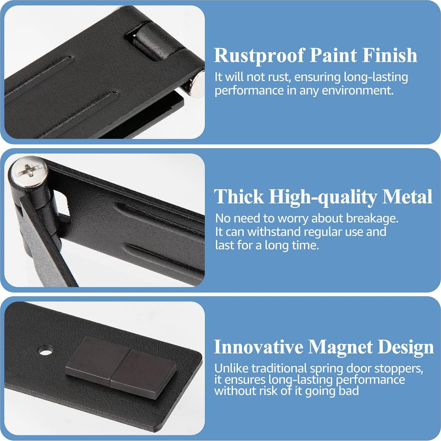 Tope de puerta Kickdown HONZUEN de metal negro con goma