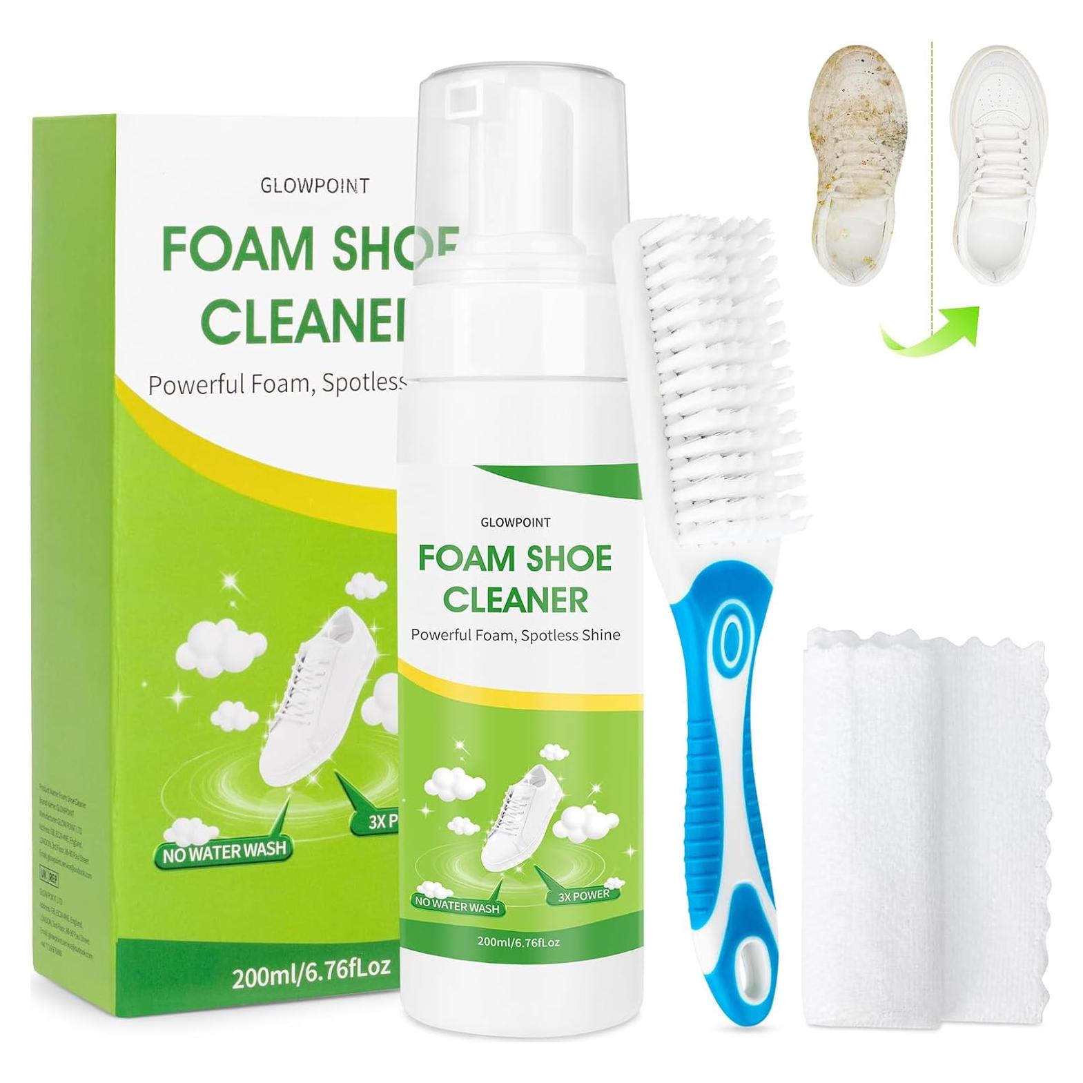 Limpiador de Zapatos en Espuma GLOWPOINT 200 ml Kit Completo