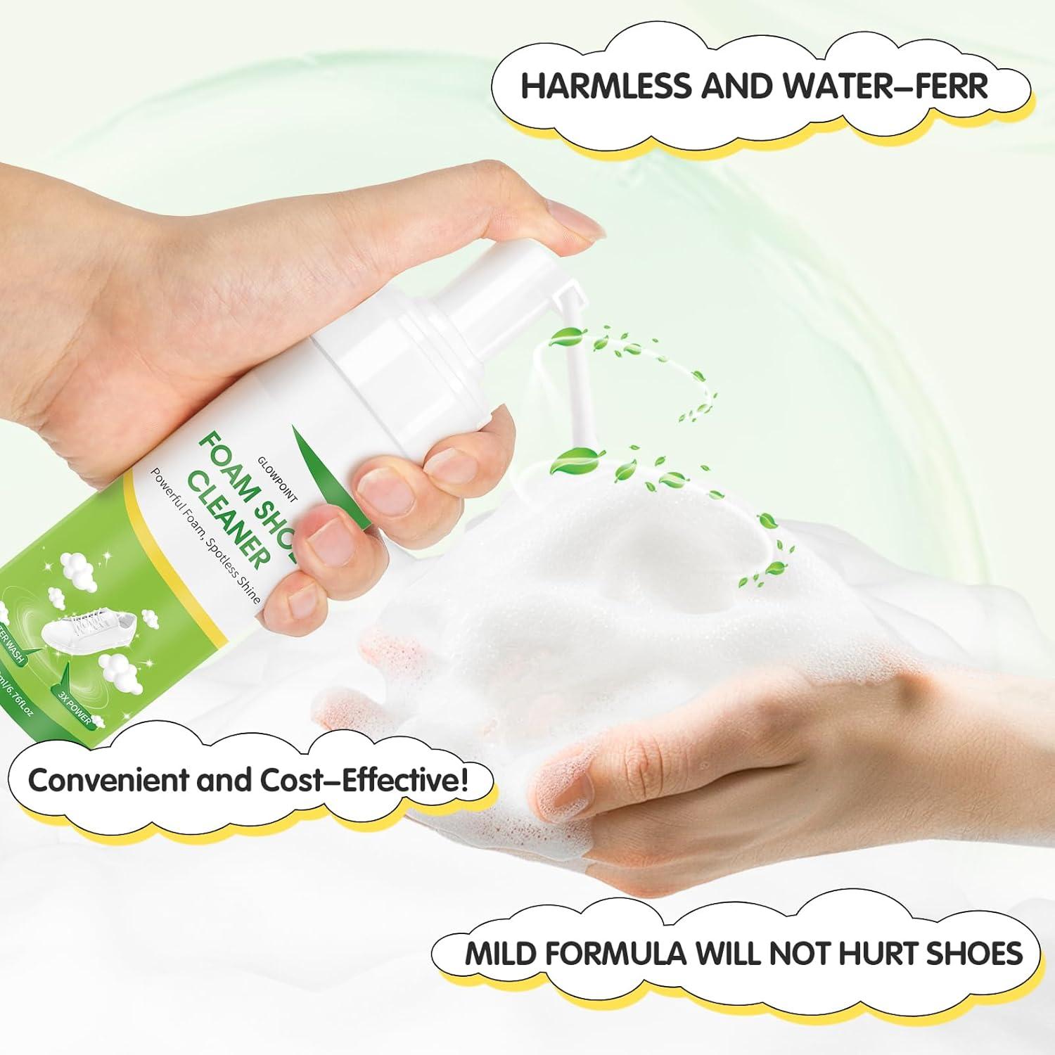 Limpiador de Zapatos en Espuma GLOWPOINT 200 ml Kit Completo