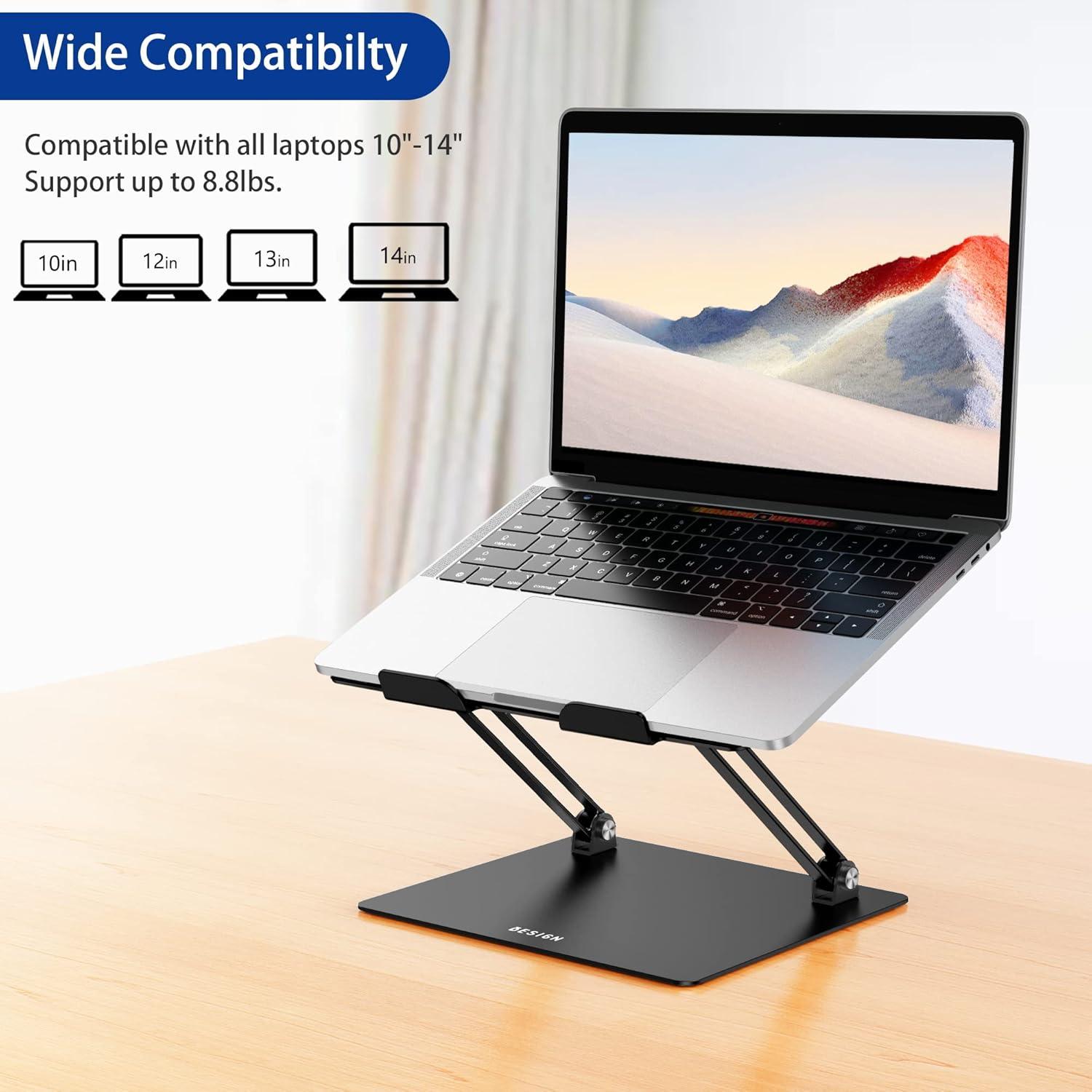 Soporte de Laptop Ajustable BESIGN LS10 de Aluminio Negro 10-14"