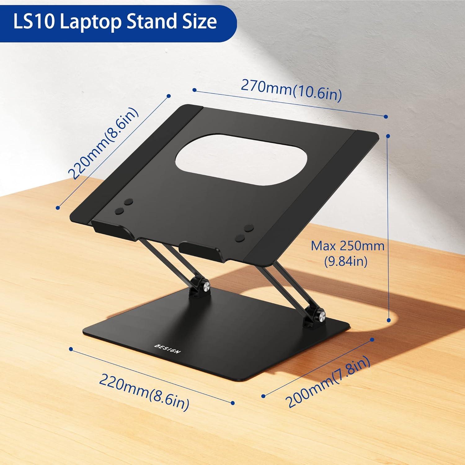 Soporte de Laptop Ajustable BESIGN LS10 de Aluminio Negro 10-14"