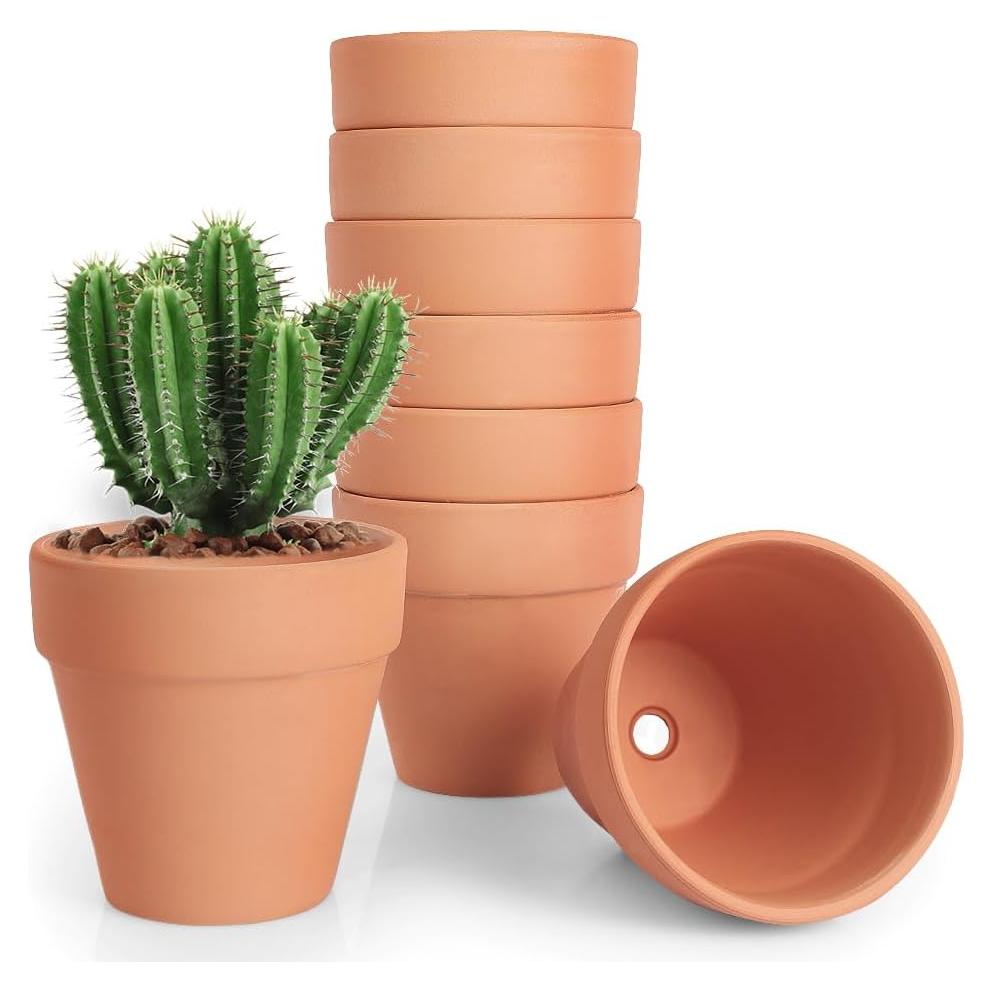 Macetas de Arcilla Terracota 10.16 cm - Paquete de 24 con Drenaje