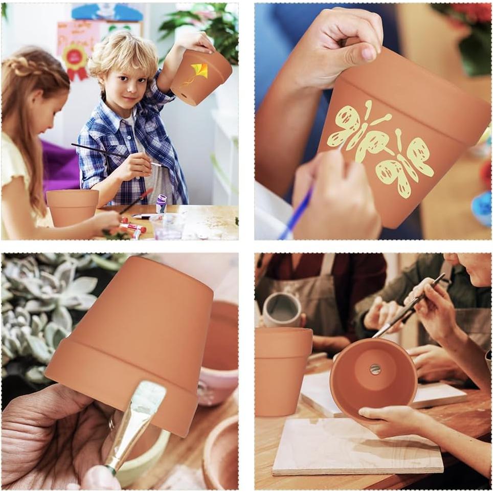 Macetas de Arcilla Terracota 10.16 cm - Paquete de 24 con Drenaje