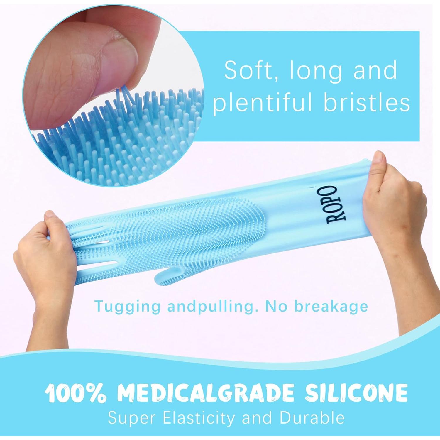 Guantes de Silicona ROPO para Cuidado de Mascotas - Azul