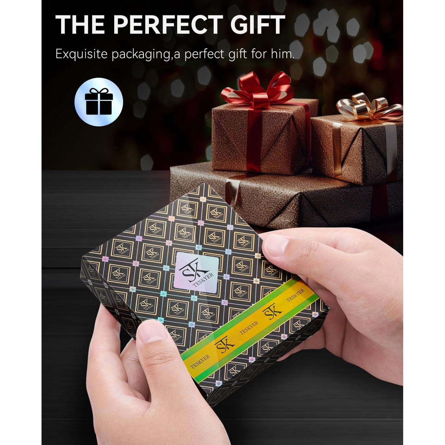 Billetera Slim Teskyer Negra para Hombres con Bloqueo RFID