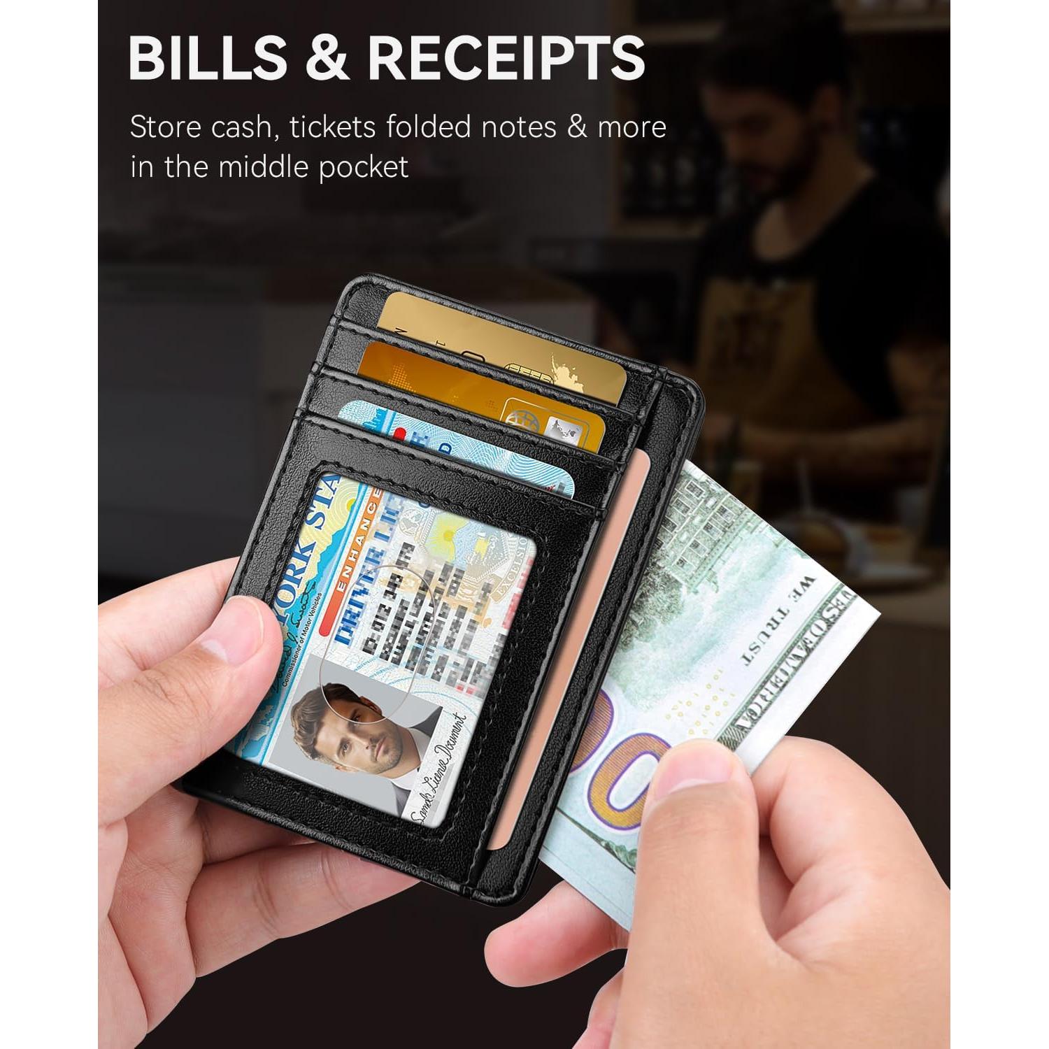 Billetera Slim Teskyer Negra para Hombres con Bloqueo RFID