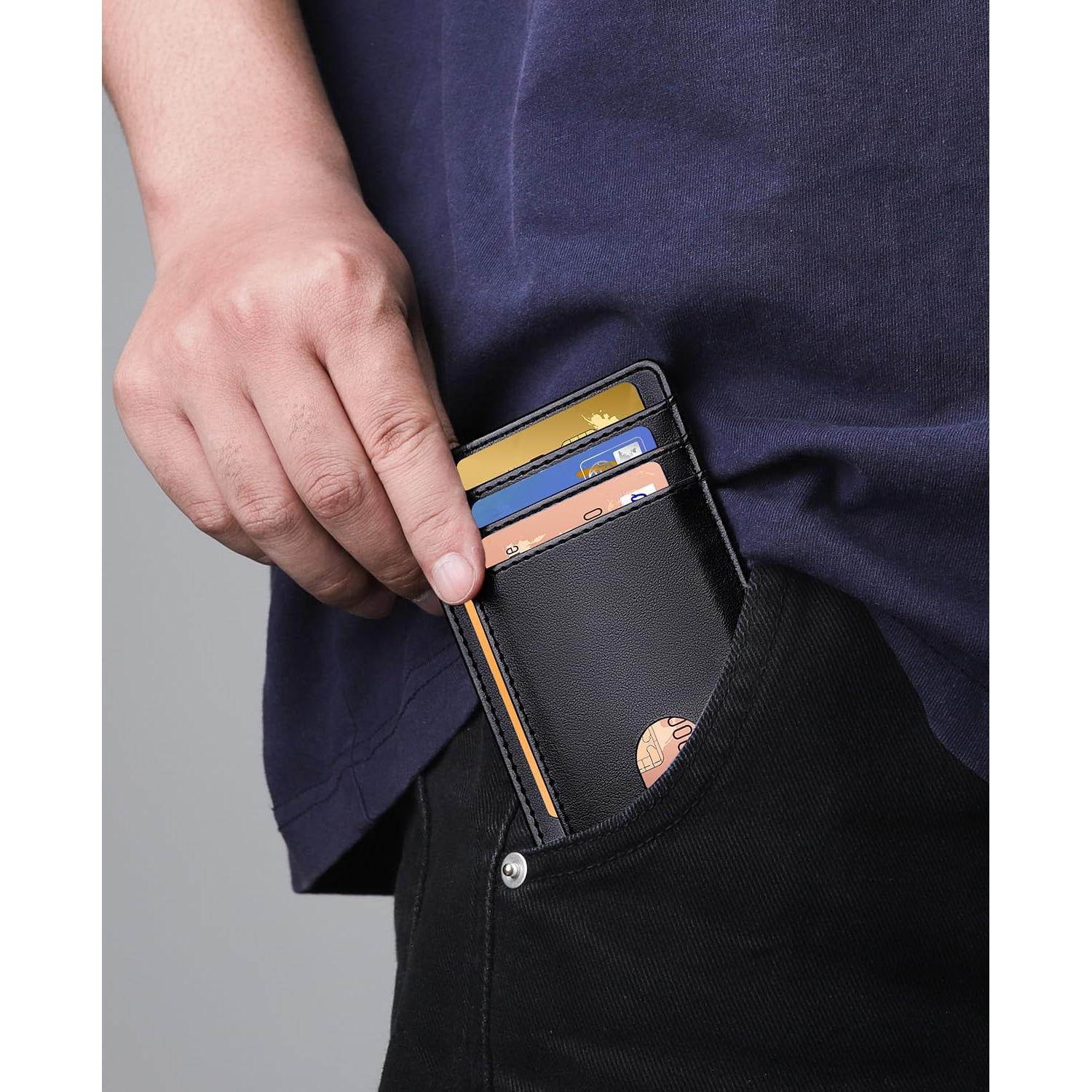 Billetera Slim Teskyer Negra para Hombres con Bloqueo RFID
