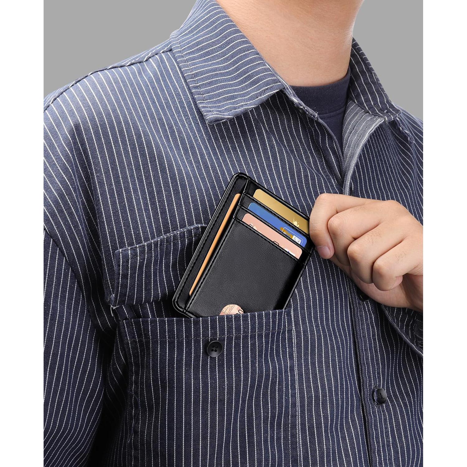 Billetera Slim Teskyer Negra para Hombres con Bloqueo RFID