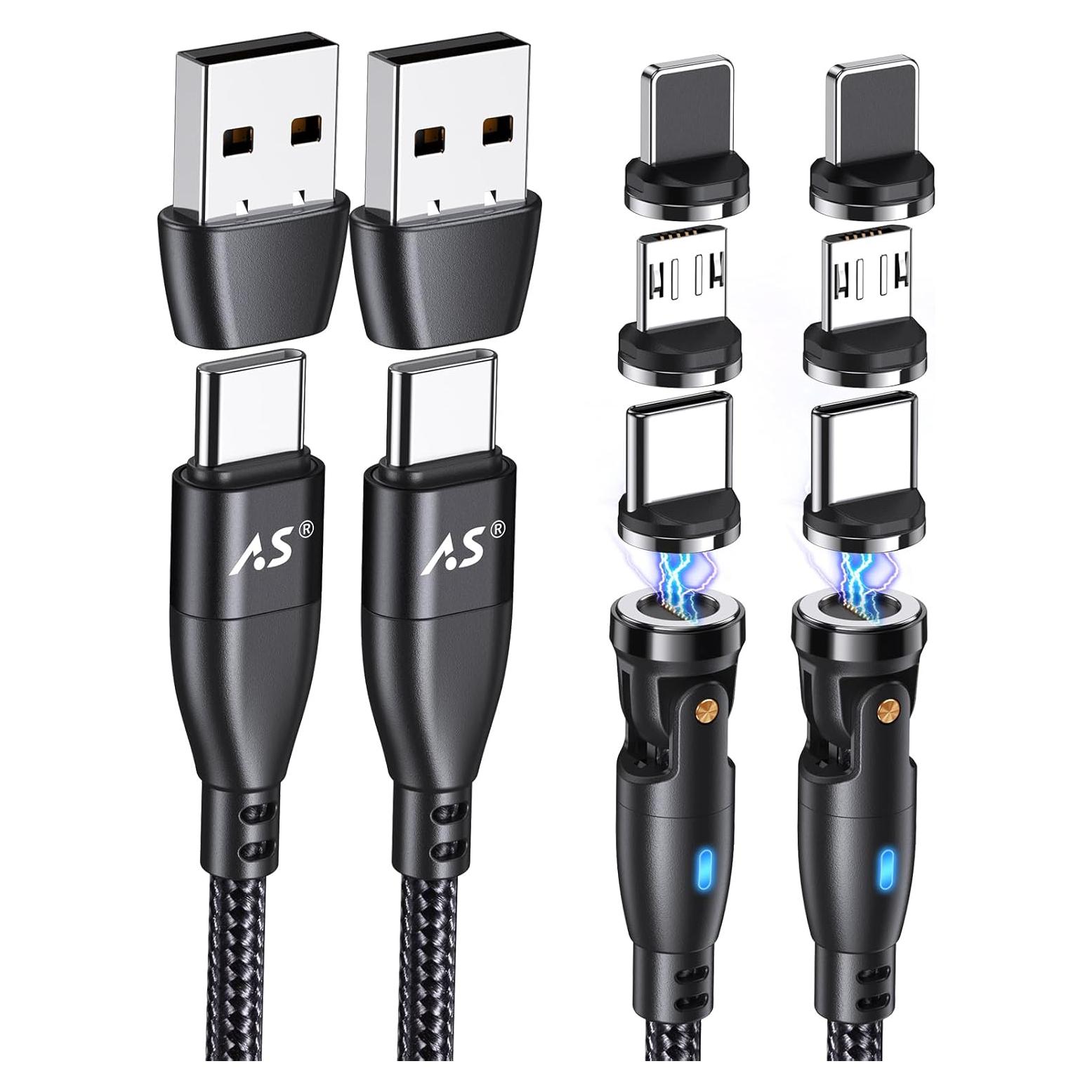 Cable de carga magnético A.S 360 Pro USB C 100W 2Pack 1m/1.8m