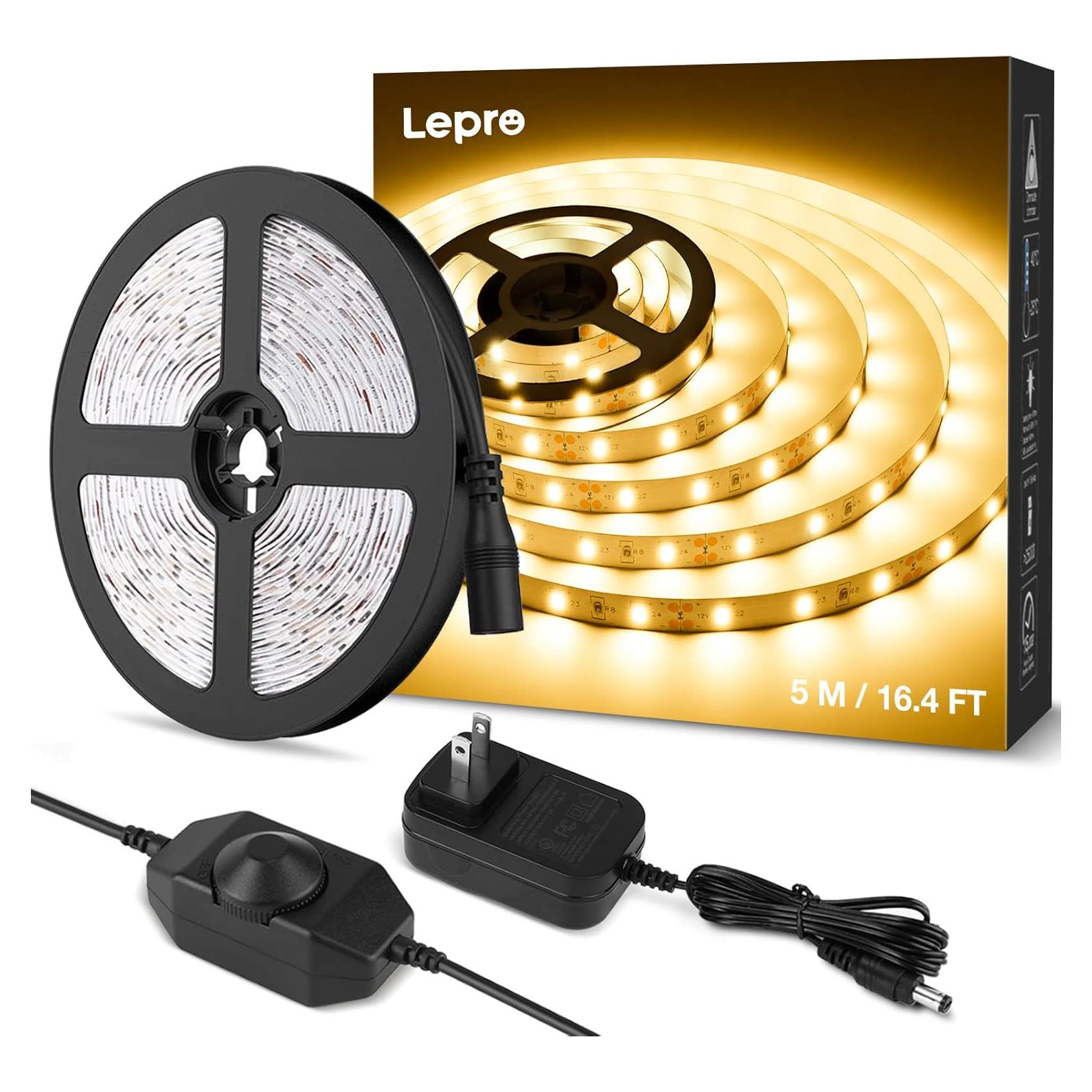 Tira LED Regulable Lepro 5m 300 LEDs Blanco Cálido 3000K