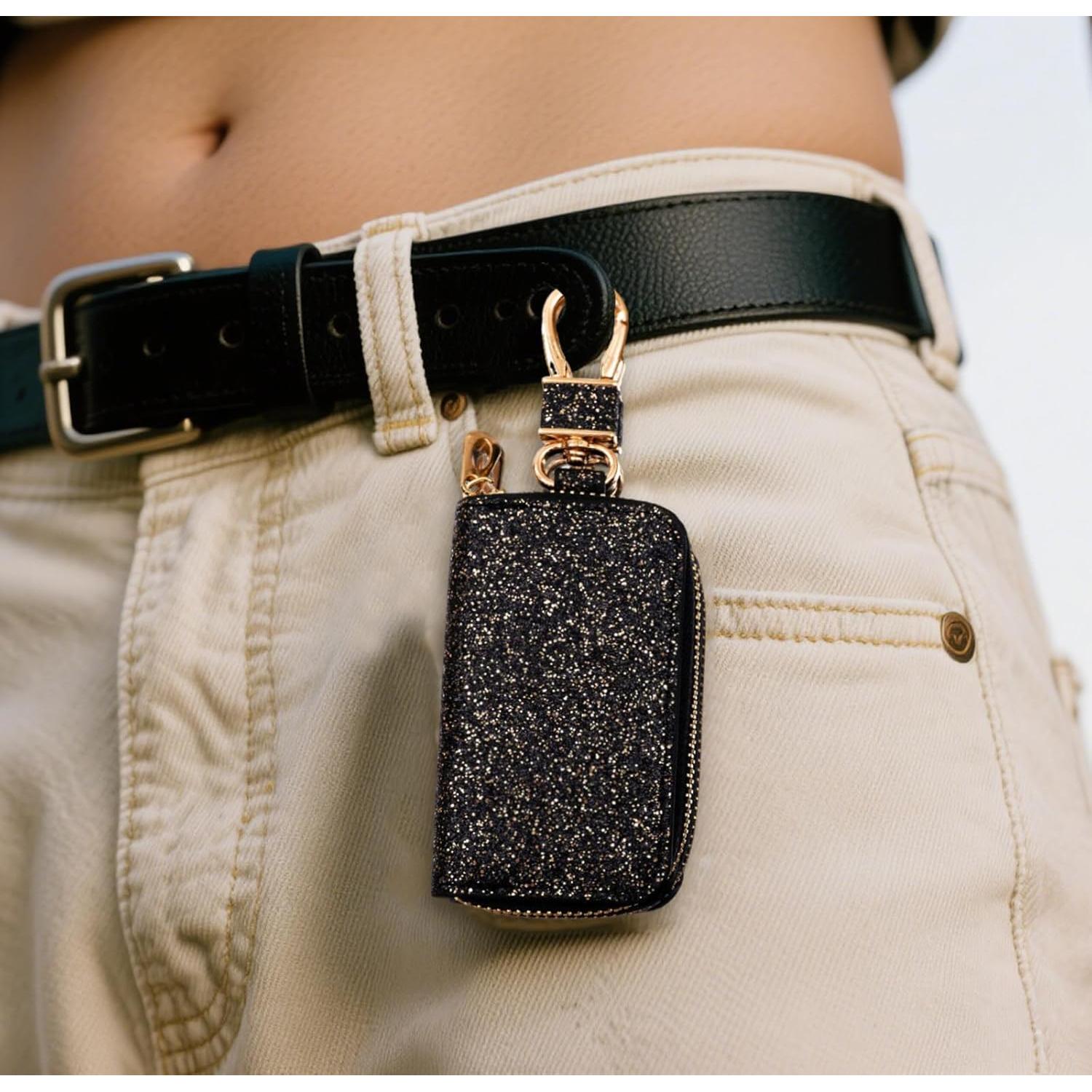 Funda de Llave de Coche Universal con Lentejuelas - Color Negro