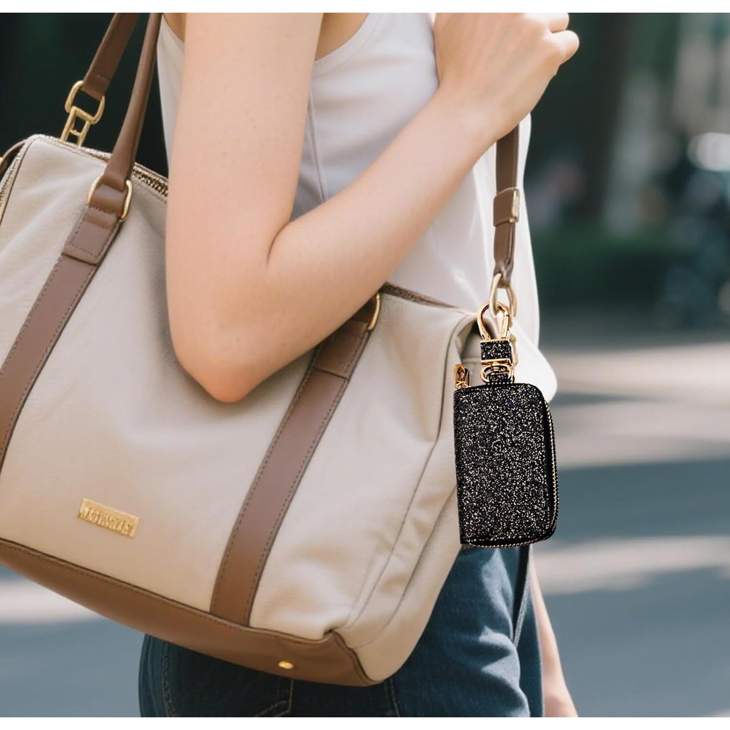 Funda de Llave de Coche Universal con Lentejuelas - Color Negro