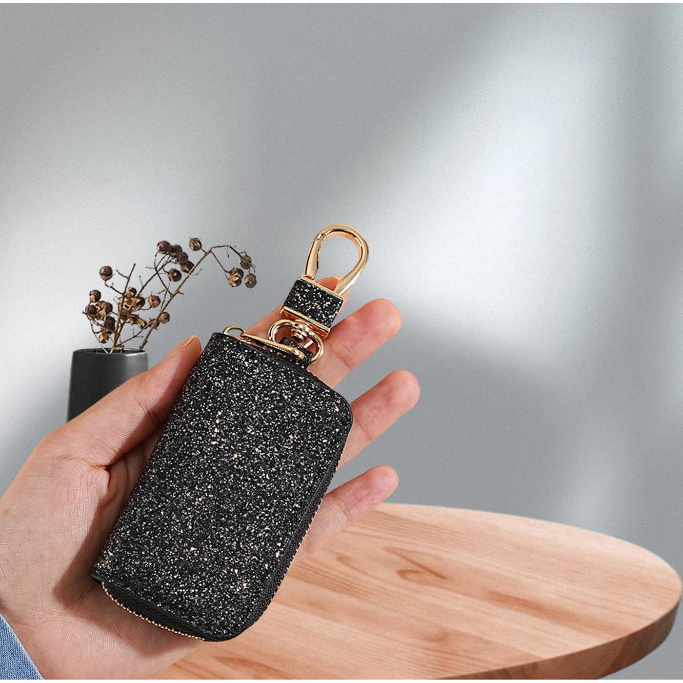 Funda de Llave de Coche Universal con Lentejuelas - Color Negro
