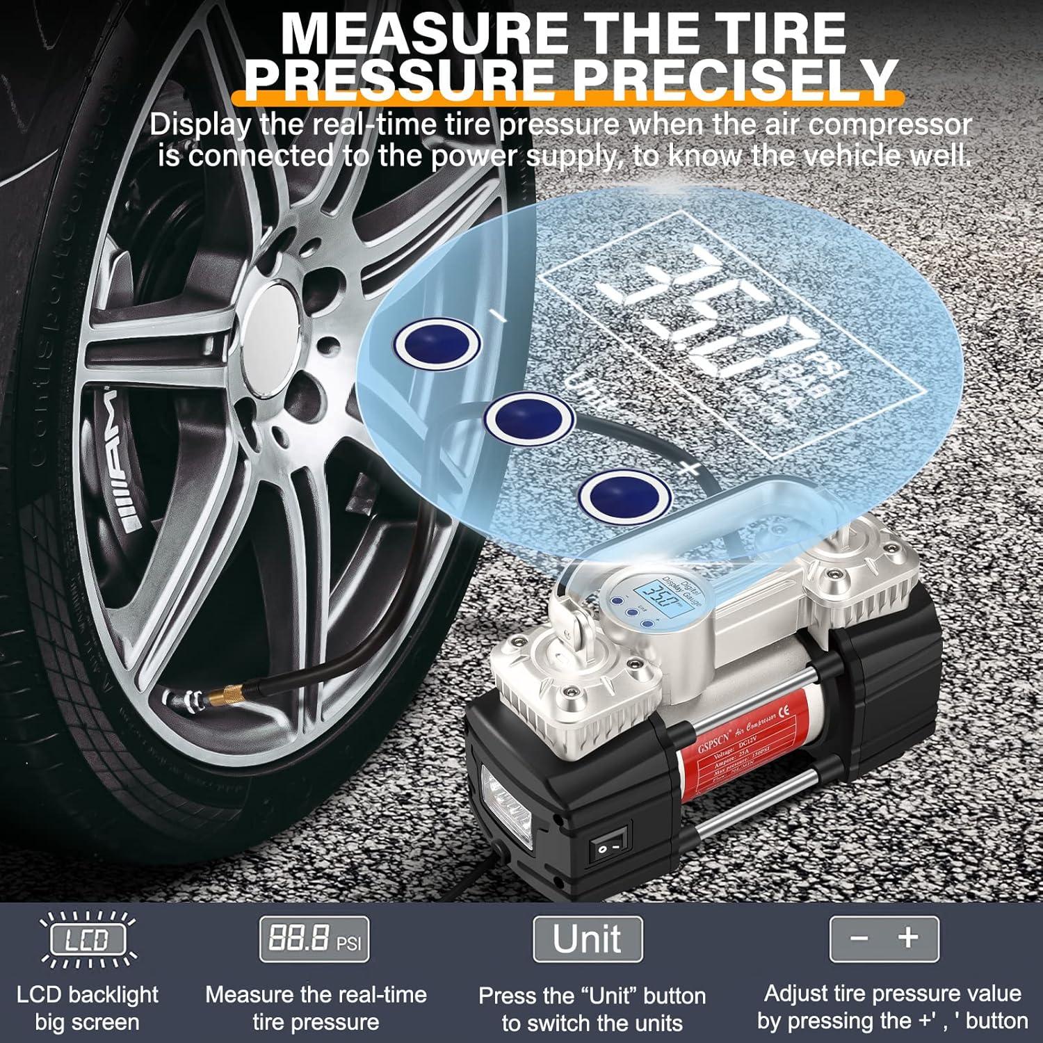 Compresor de Aire Digital GSPSCN 12V 150PSI Doble Cilindro