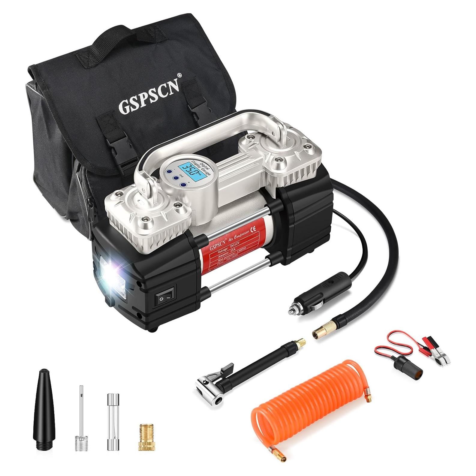 Compresor de Aire Digital GSPSCN 12V 240W Doble Cilindro 150PSI