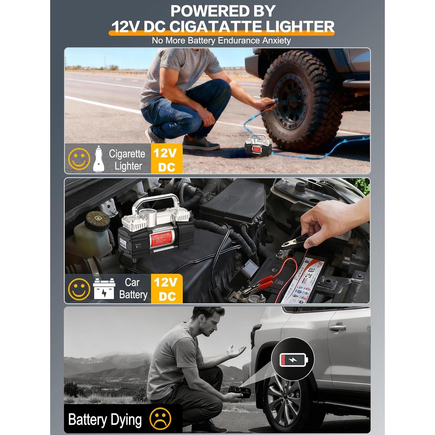 Compresor de Aire Digital GSPSCN 12V 240W Doble Cilindro 150PSI