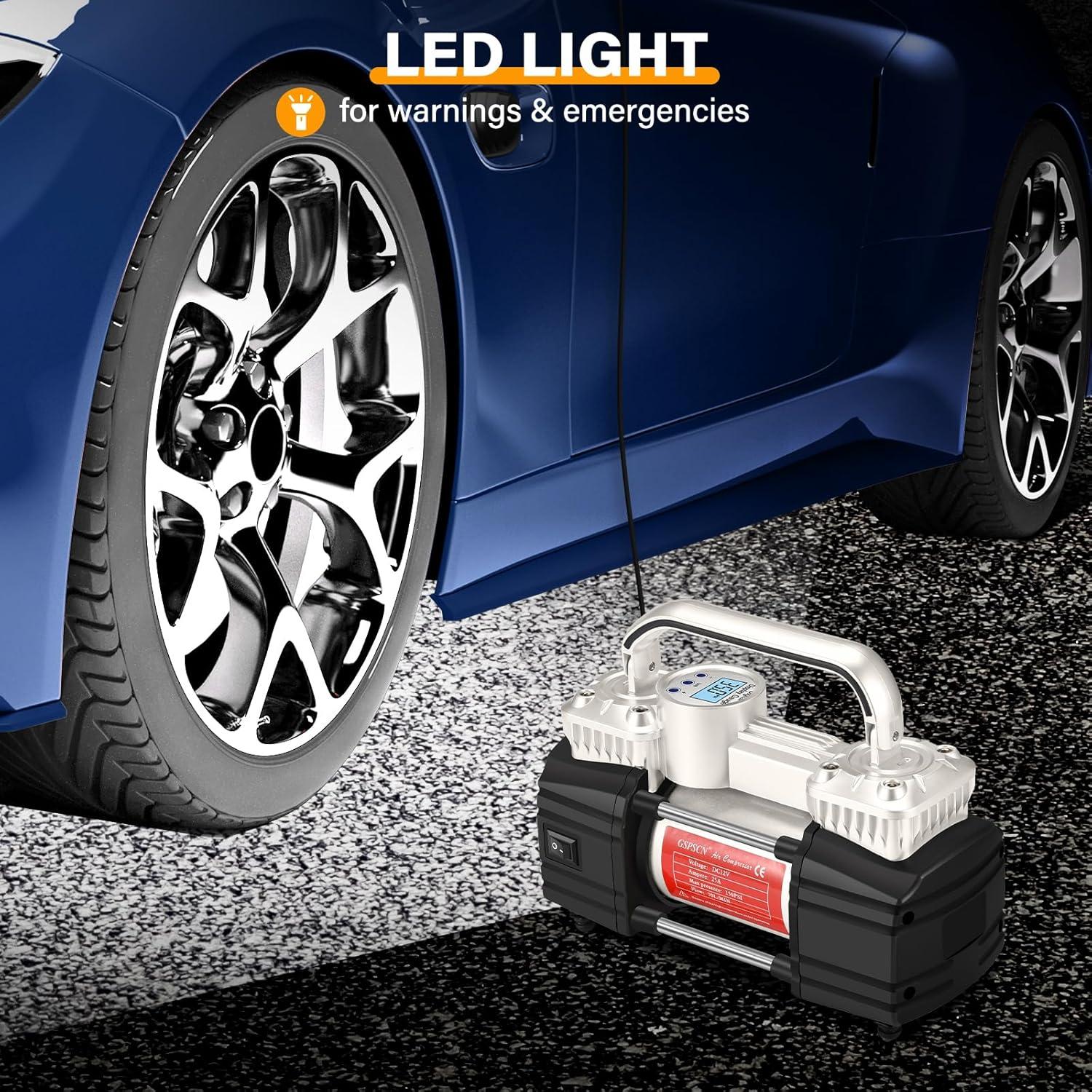 Compresor de Aire Digital GSPSCN 12V 240W Doble Cilindro 150PSI