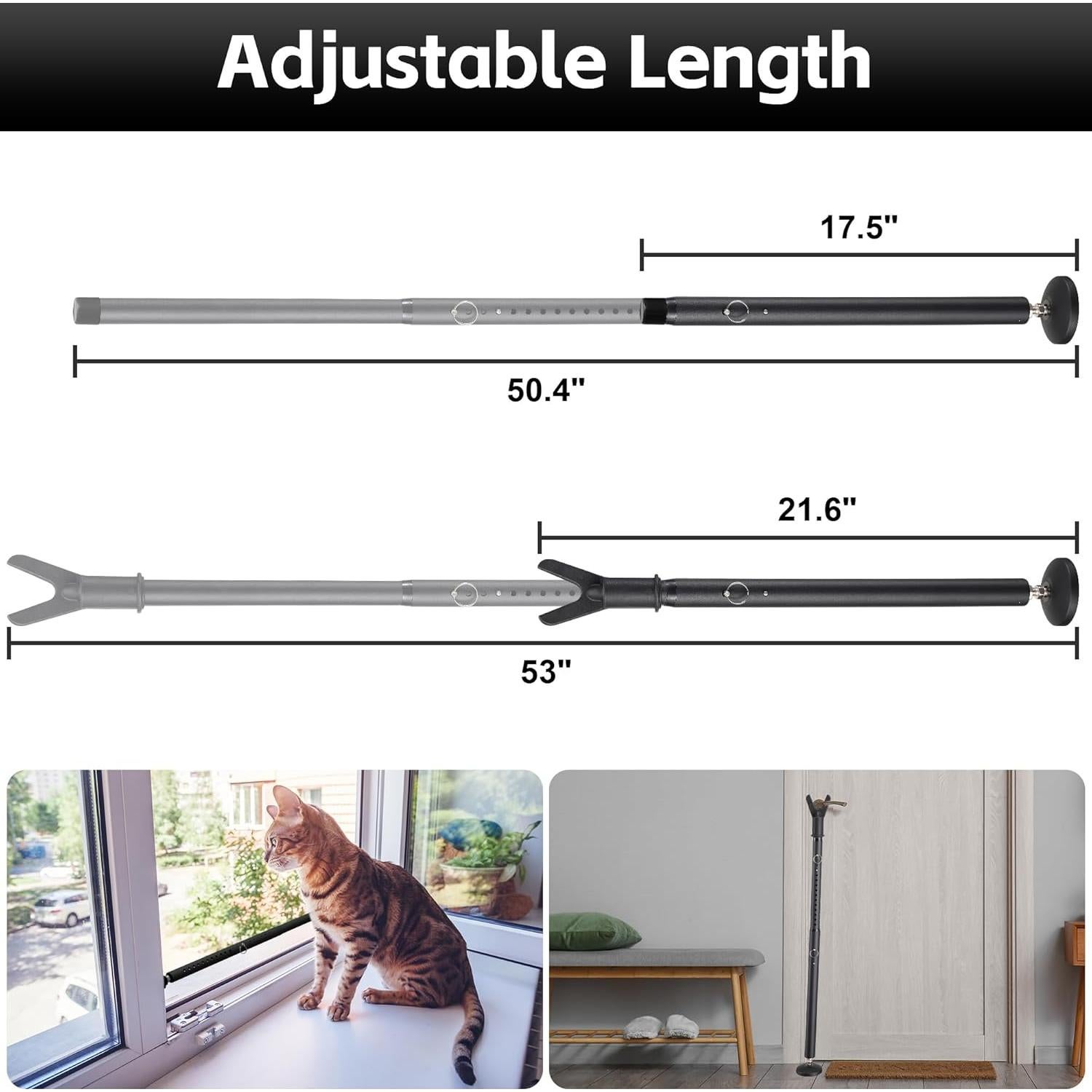 Barra de Seguridad para Puertas Deslizantes Lcokeiy Negra 50.8-129.5 cm