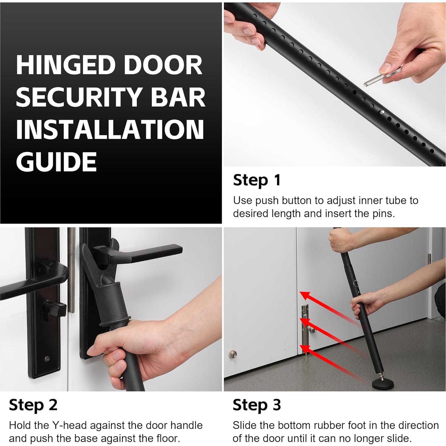 Barra de Seguridad para Puertas Deslizantes Lcokeiy Negra 50.8-129.5 cm