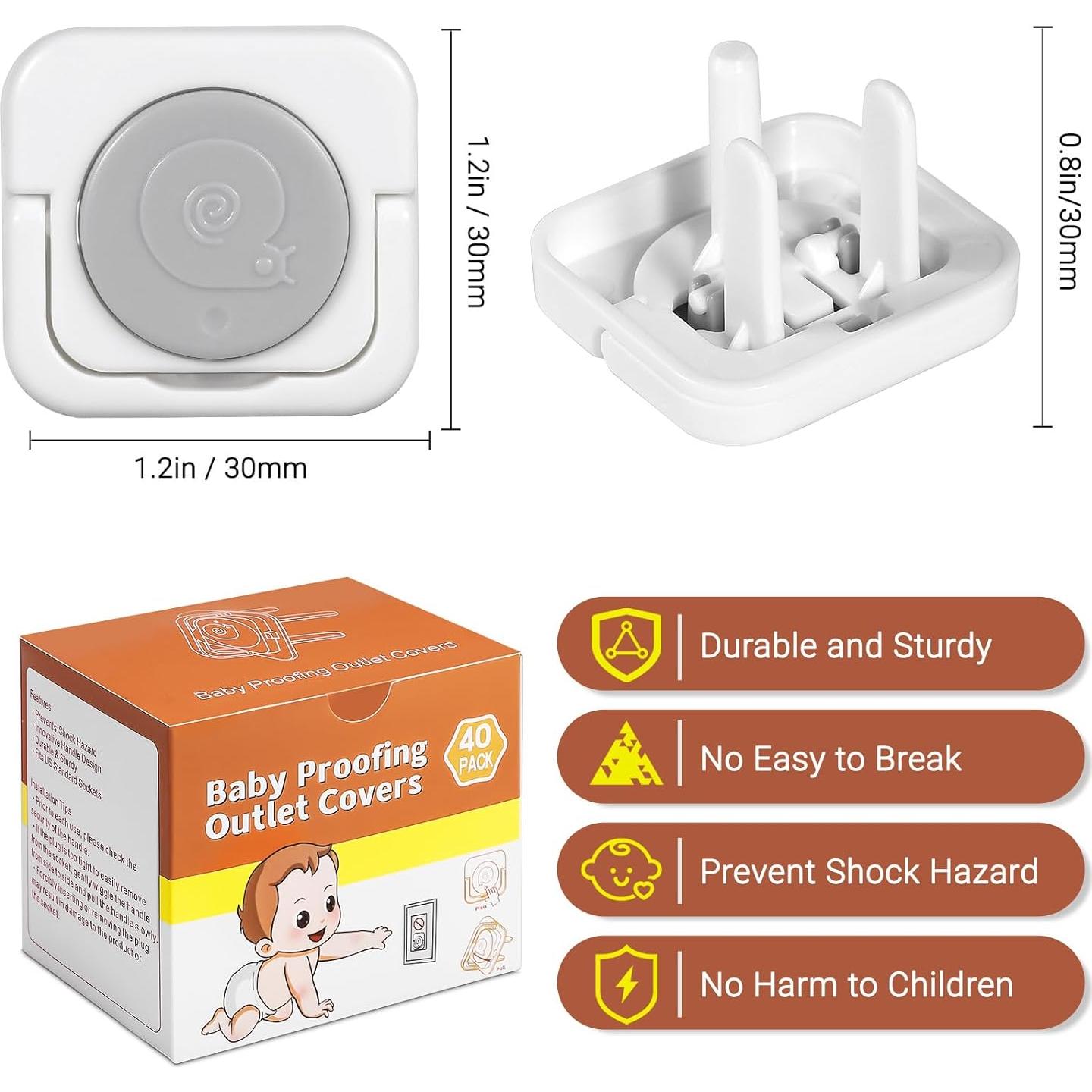 Cubiertas de Enchufe para Bebés 40 Piezas Gris Seguridad