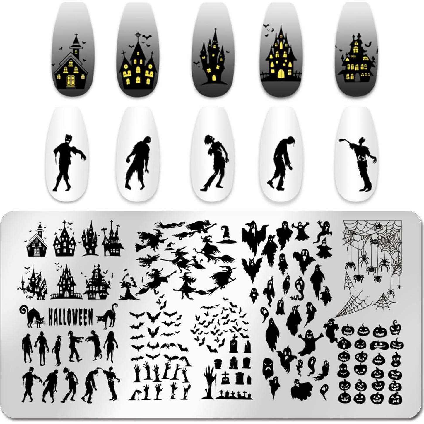 Placas de Estampado de Uñas Halloween JERCLITY 6 Pcs
