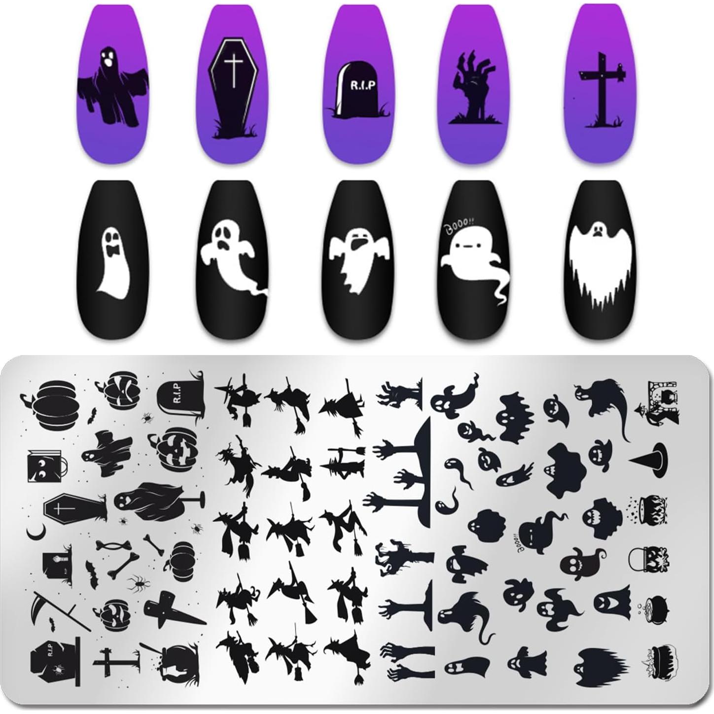 Placas de Estampado de Uñas Halloween JERCLITY 6 Pcs