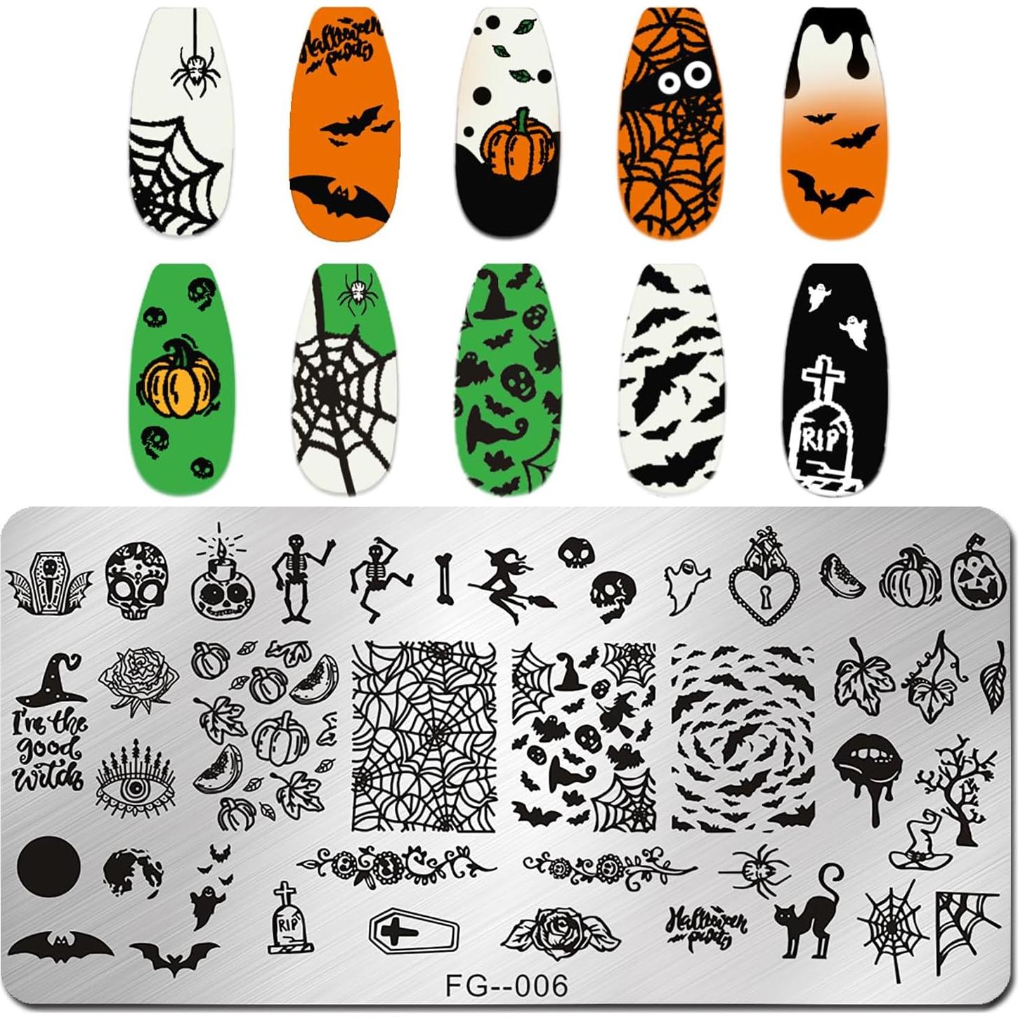 Placas de Estampado de Uñas Halloween JERCLITY 6 Pcs