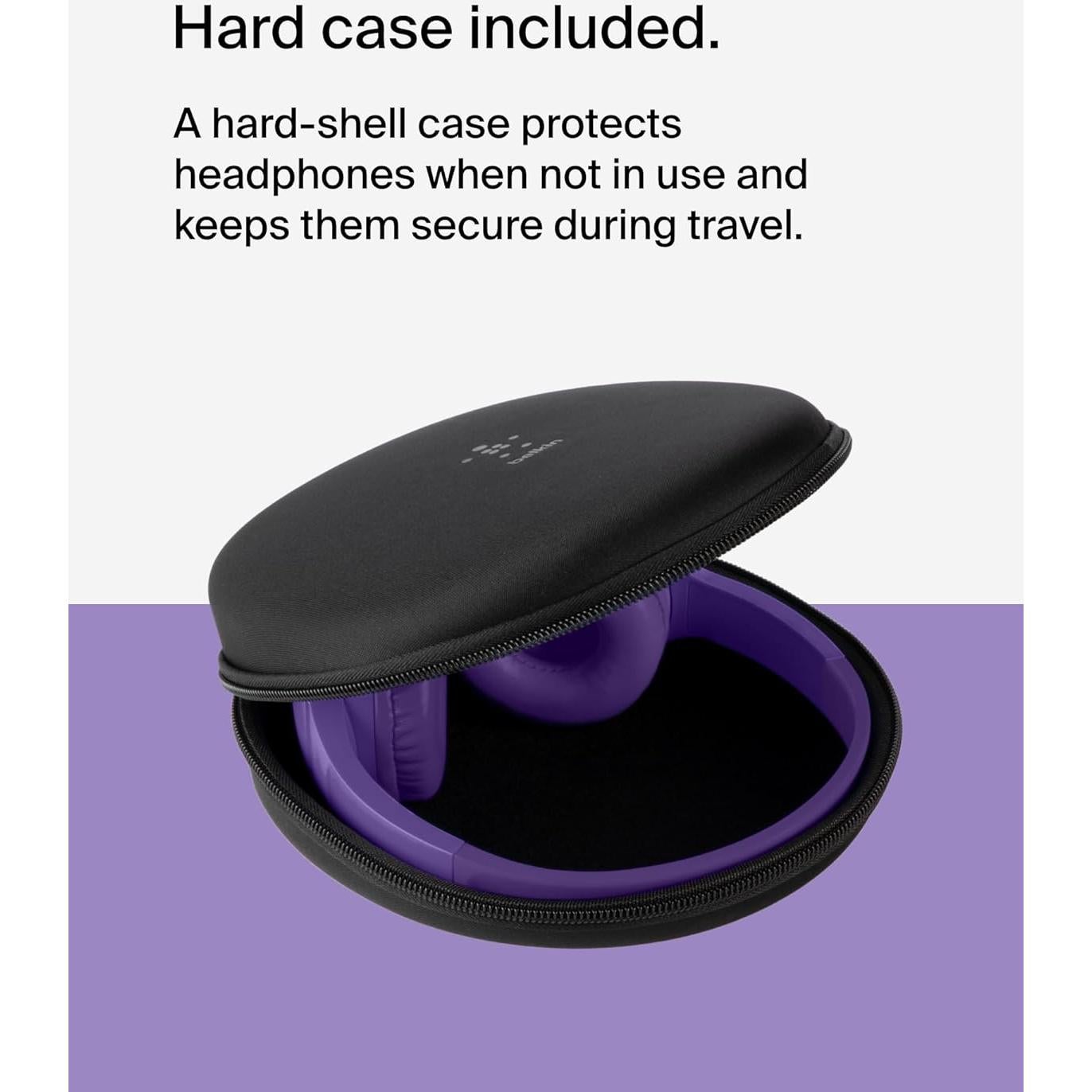 Auriculares Inalámbricos Bluetooth Belkin SoundForm Mini Niños - 30H Batería, Volumen Seguro 85dB, Púrpura