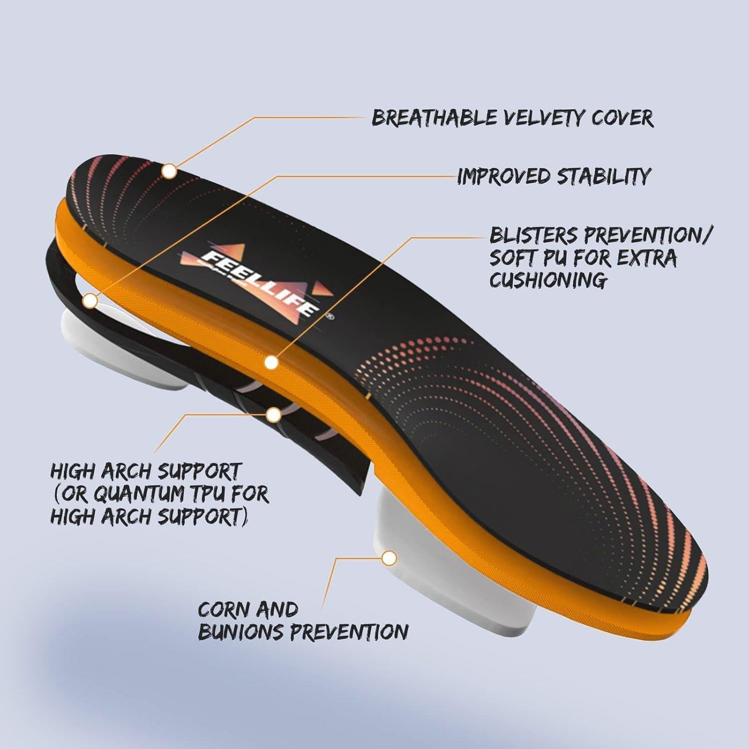 Plantillas Ortopédicas FEELLIFE para Alivio de Fascitis Plantar - Soporte Arqueado y Gel - Talla S (Hombres 37-40/Mujeres 38-41)