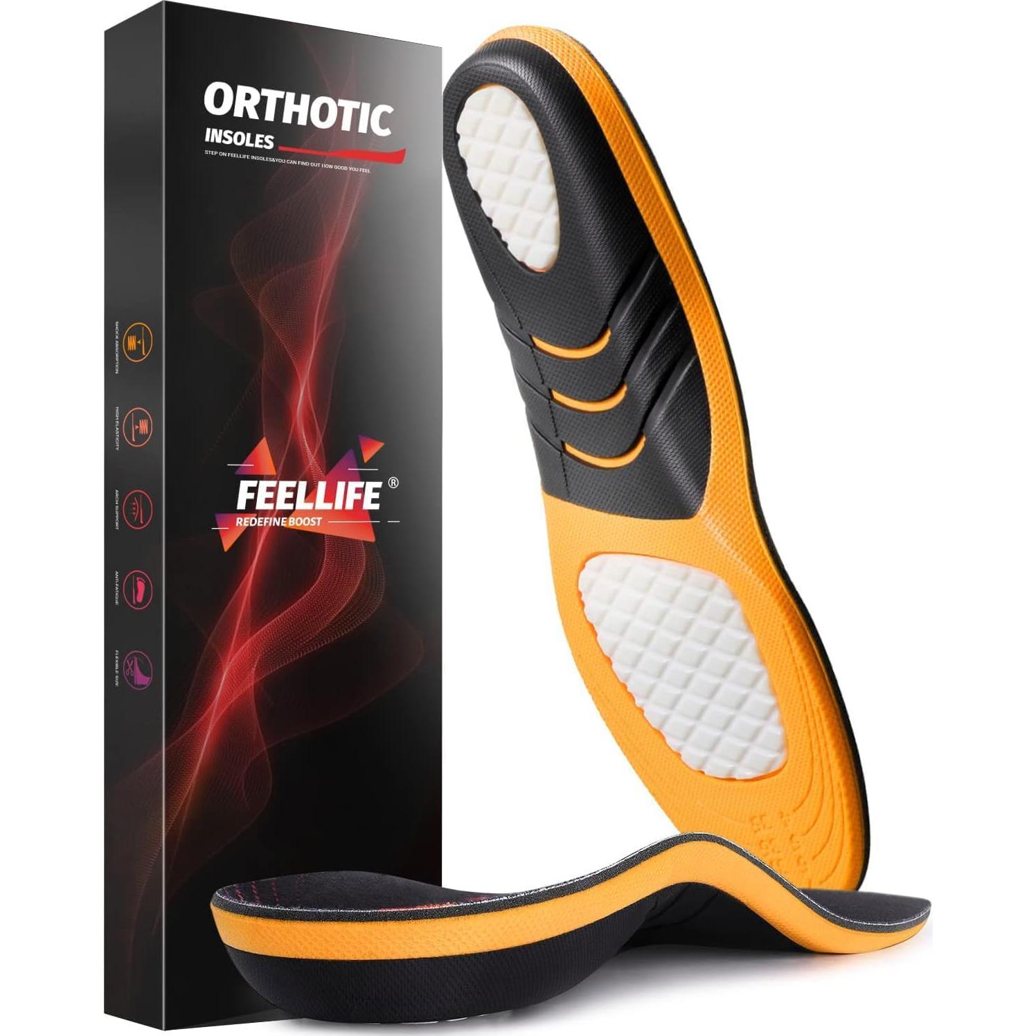 Plantillas Ortopédicas FEELLIFE para Alivio de Fascitis Plantar - Soporte Arqueado y Gel - Talla S (Hombres 37-40/Mujeres 38-41)